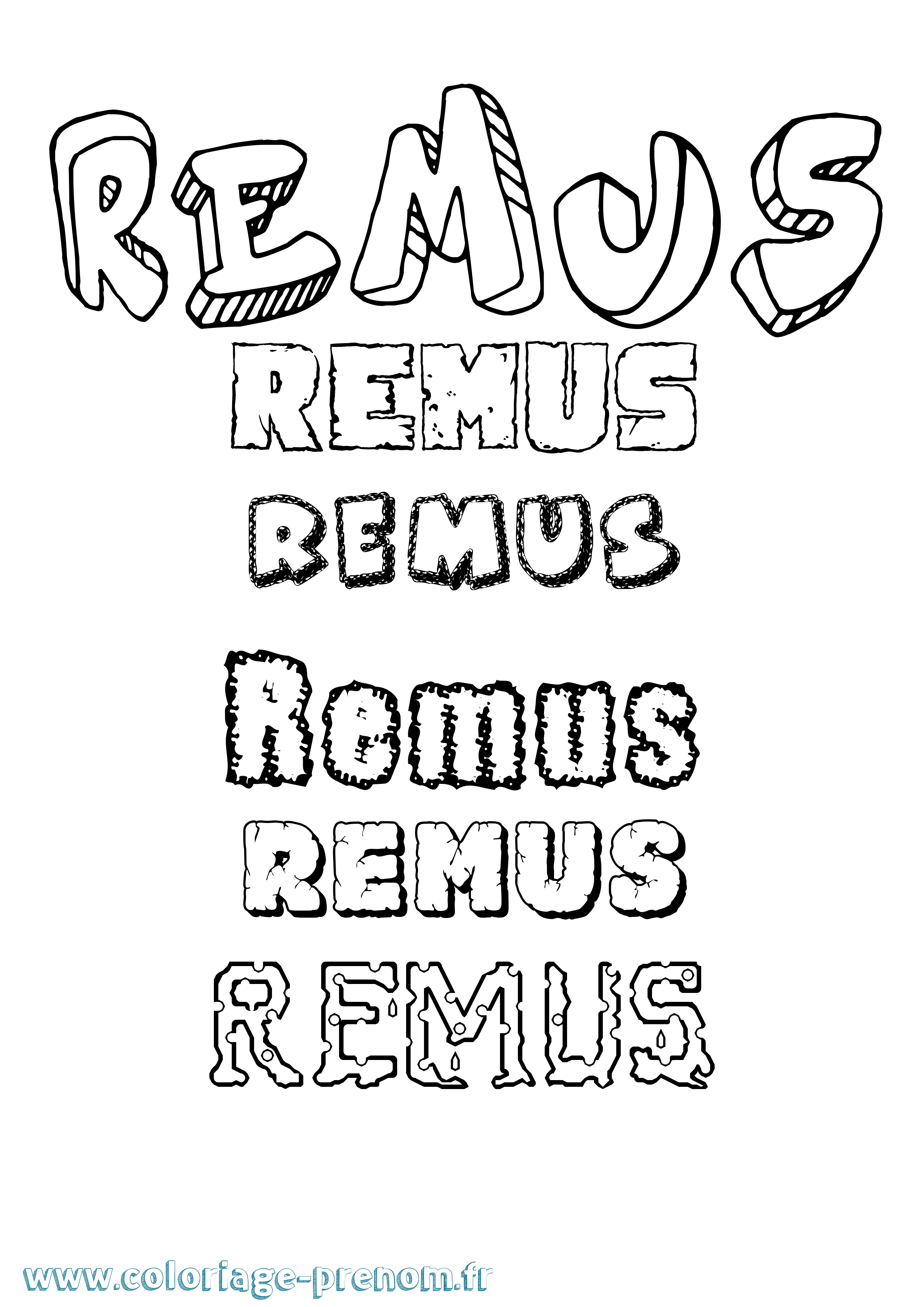 Coloriage Remus Destructuré Coloriage prénom Remus Destructuré