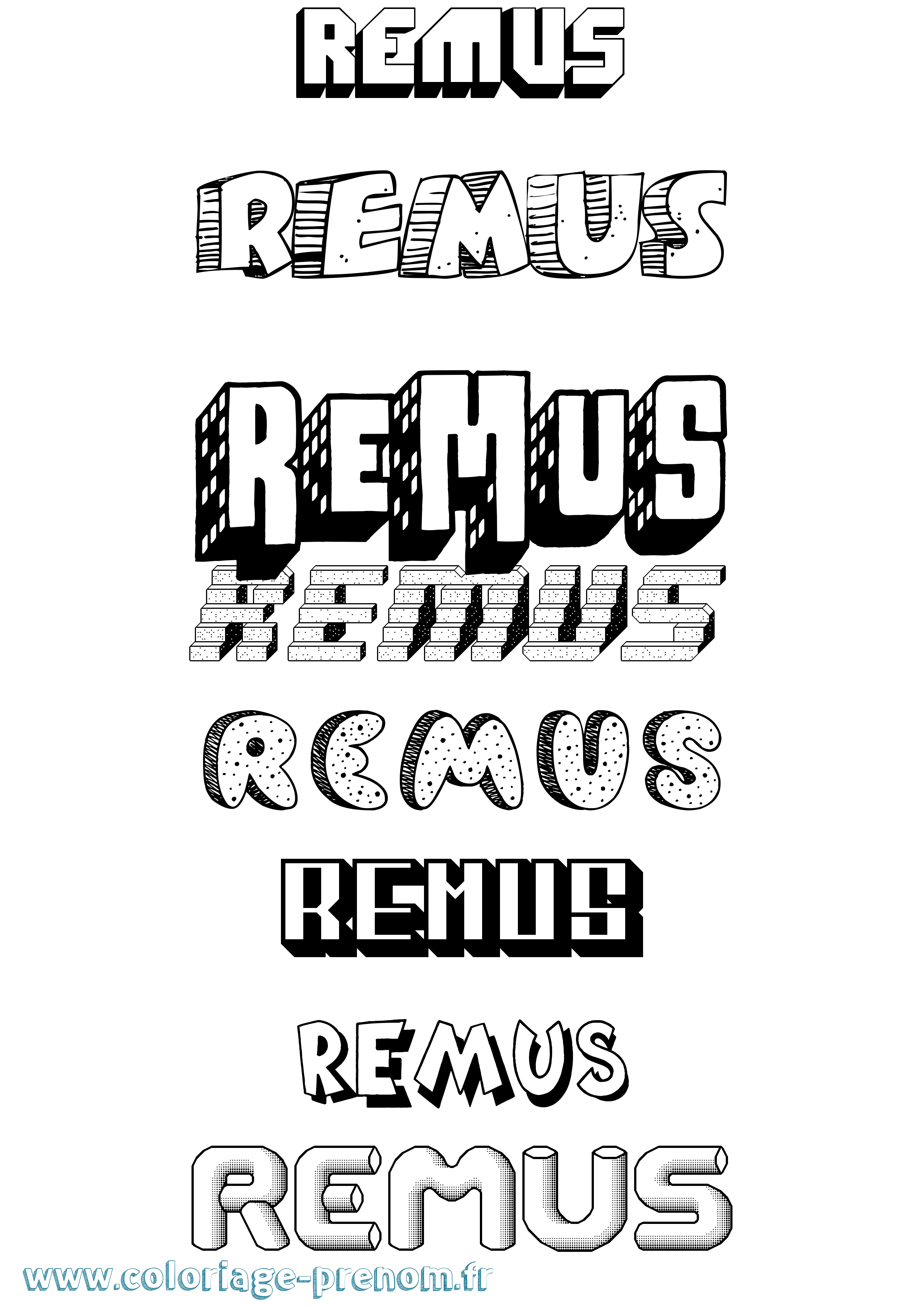 Coloriage Remus Effet 3D Coloriage prénom Remus Effet 3D