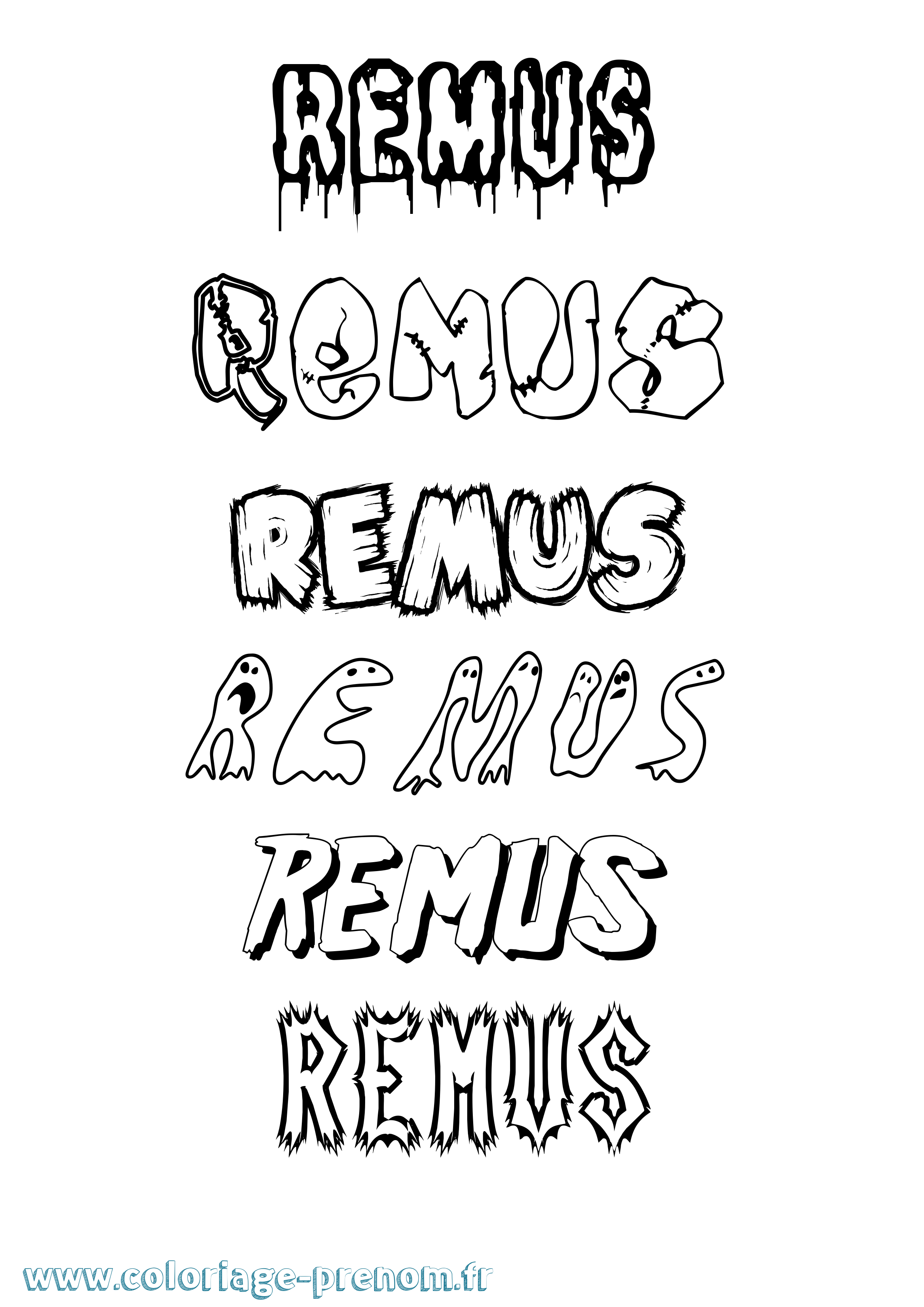Coloriage Remus Frisson Coloriage prénom Remus Frisson