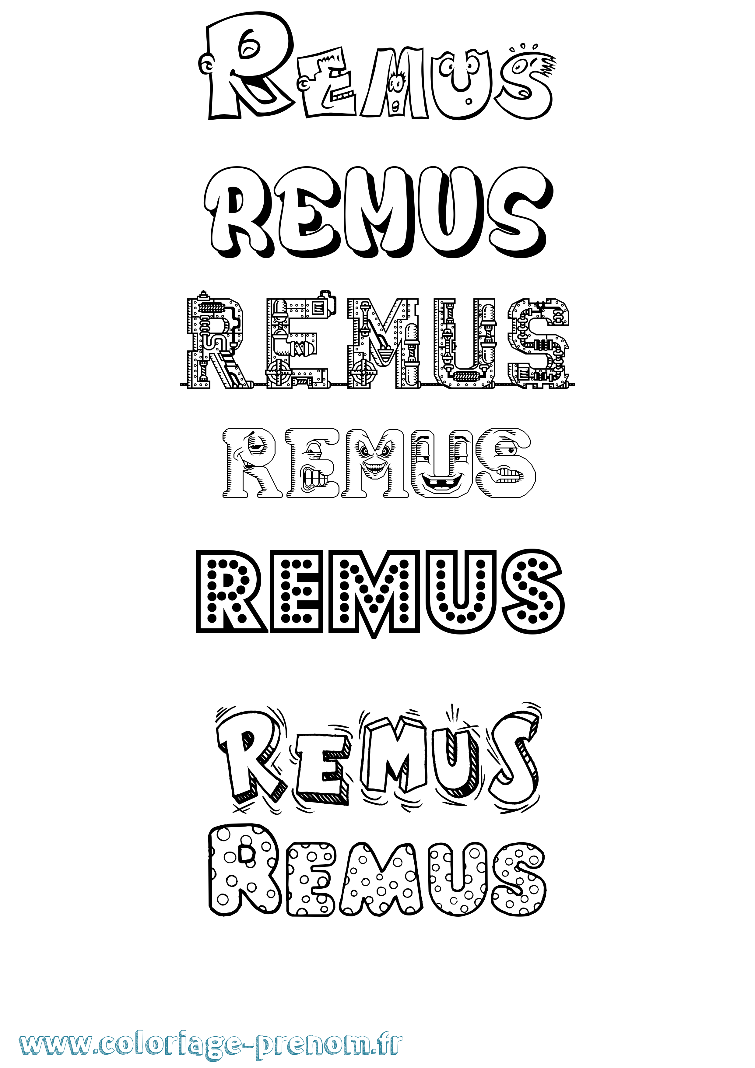 Coloriage Remus Fun Coloriage prénom Remus Fun