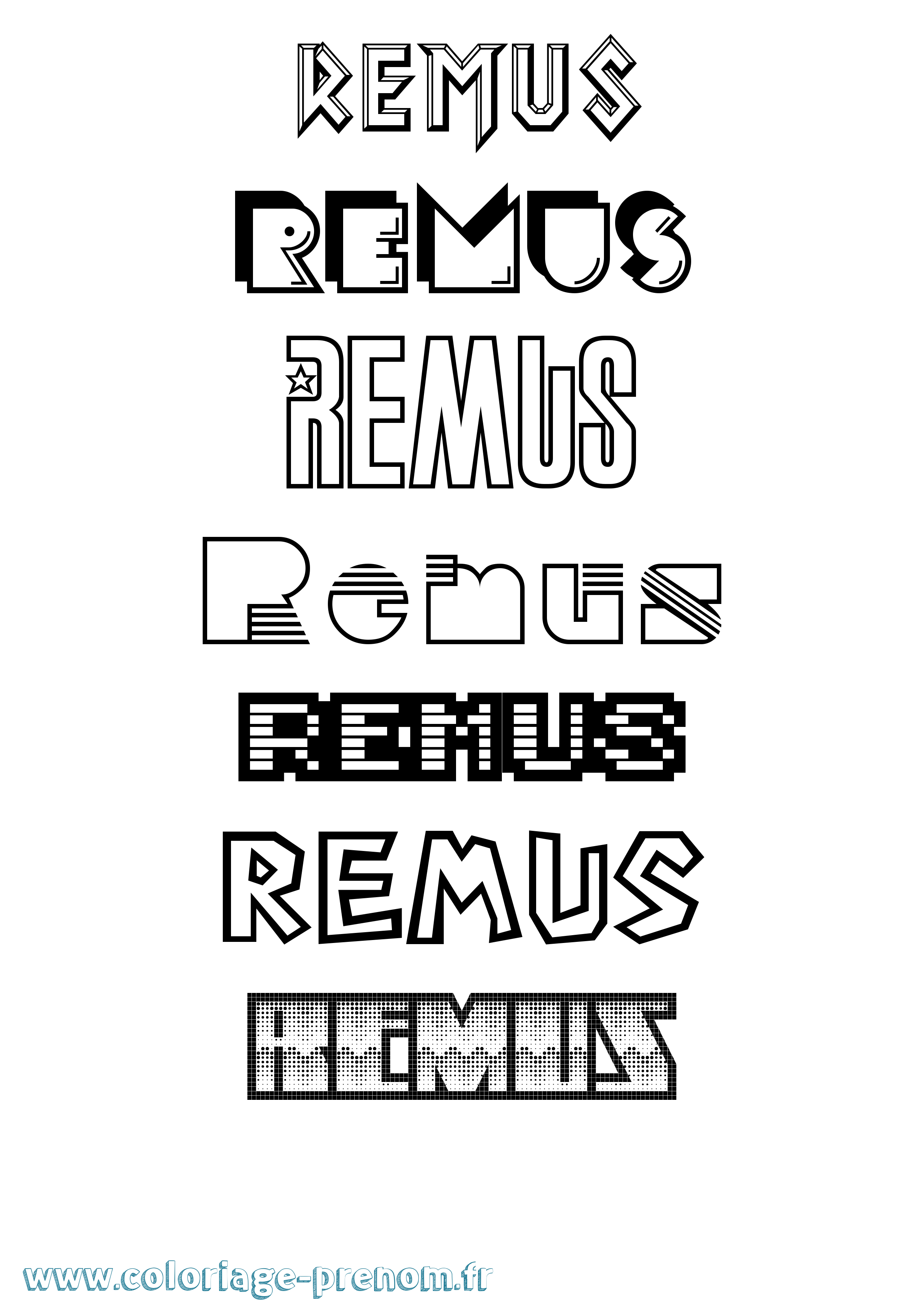 Coloriage Remus Jeux Vidéos Coloriage prénom Remus Jeux Vidéos