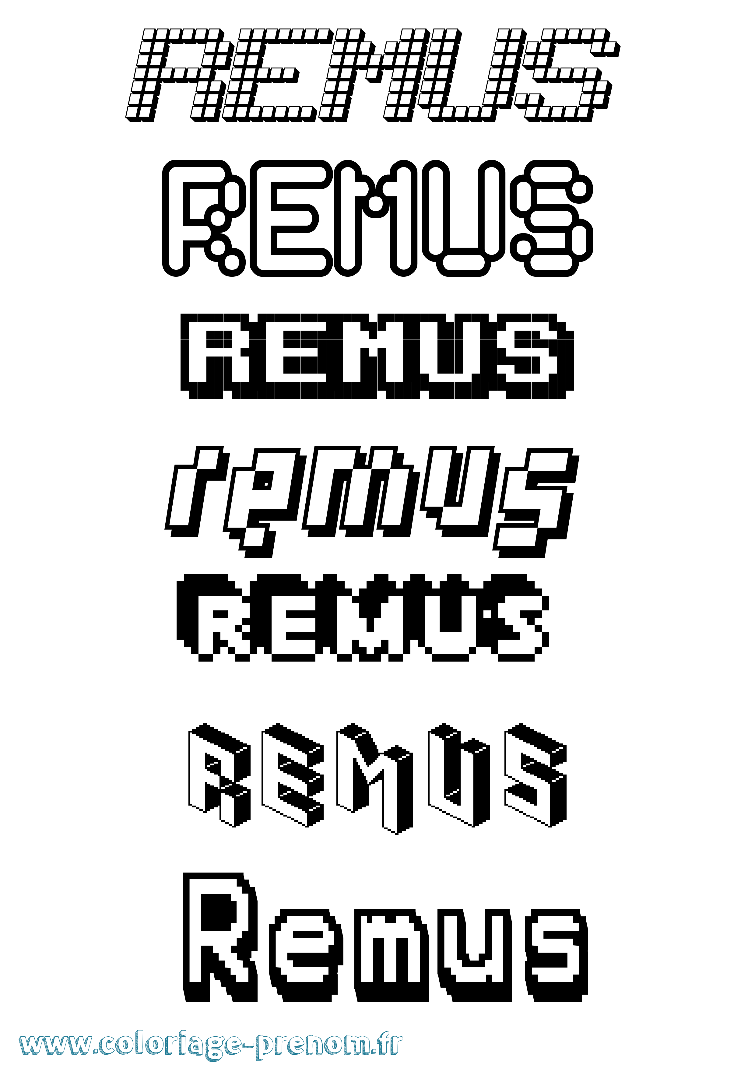 Coloriage Remus Pixel Coloriage prénom Remus Pixel