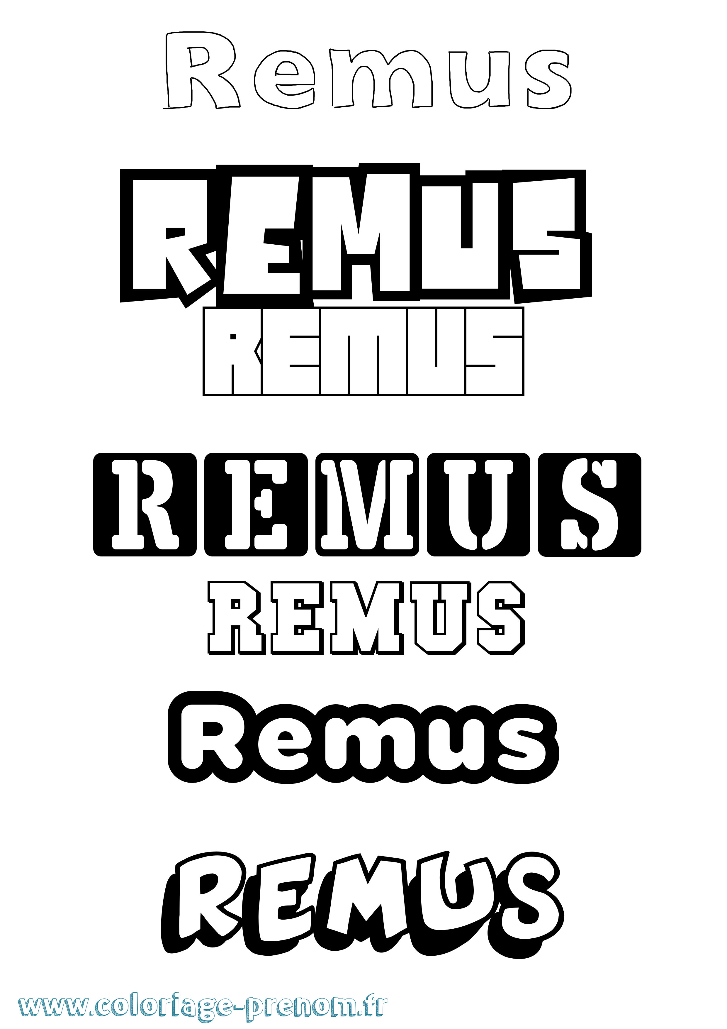 Coloriage Remus Simple Coloriage prénom Remus Simple