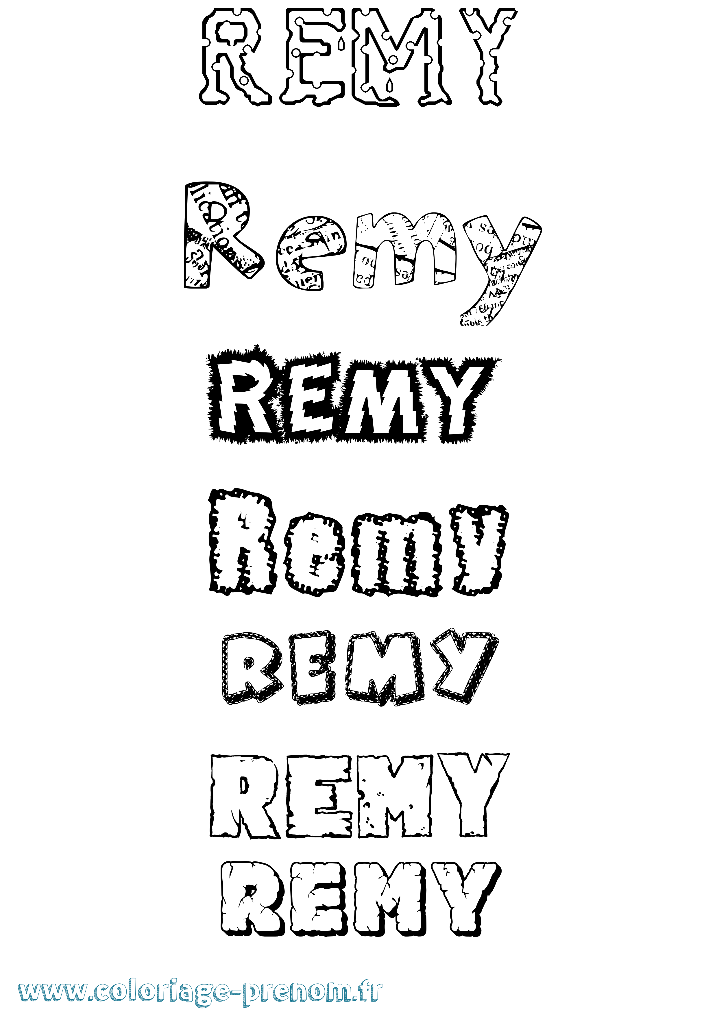Coloriage prénom Remy Destructuré