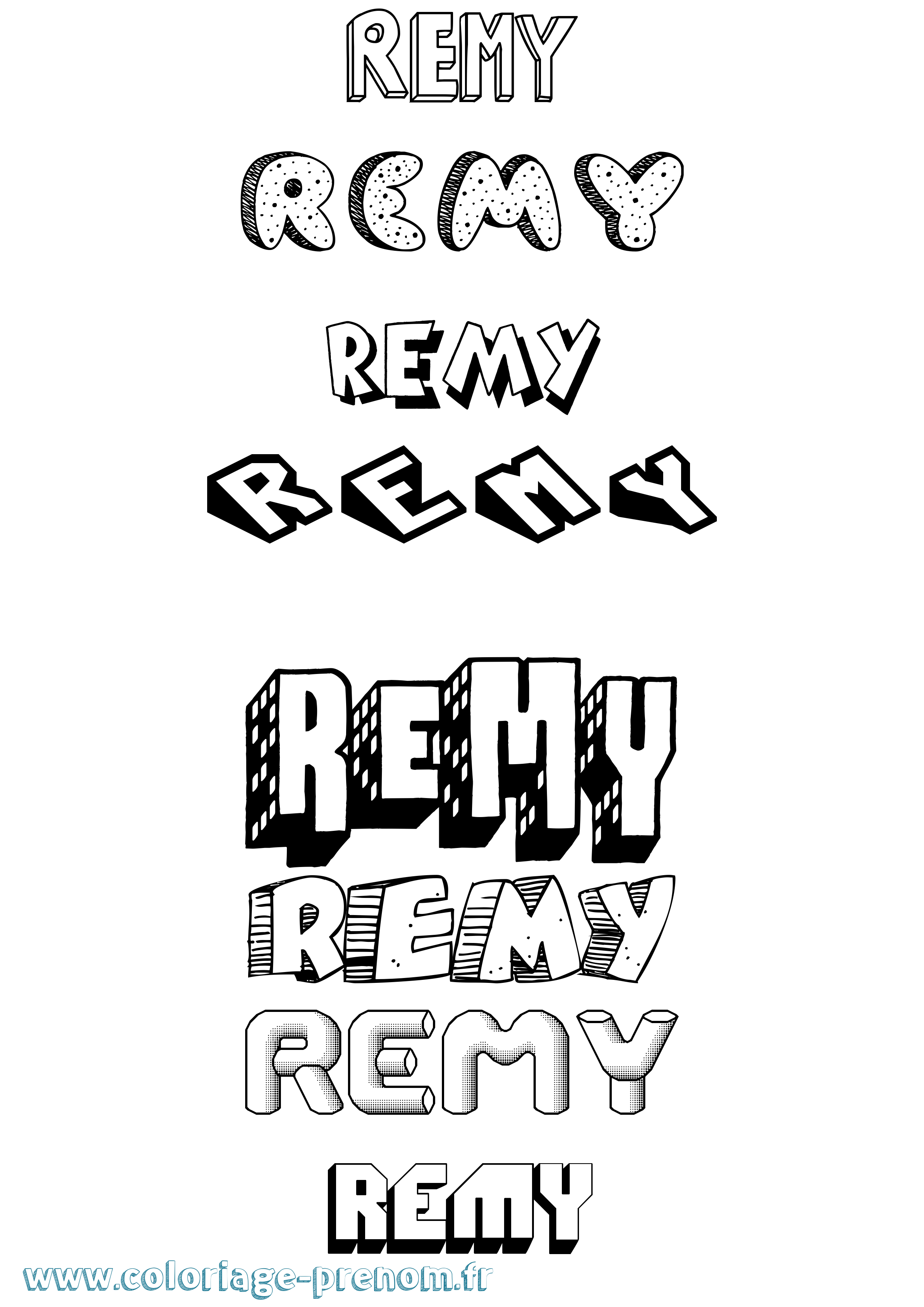 Coloriage Remy Coloriage prénom Remy