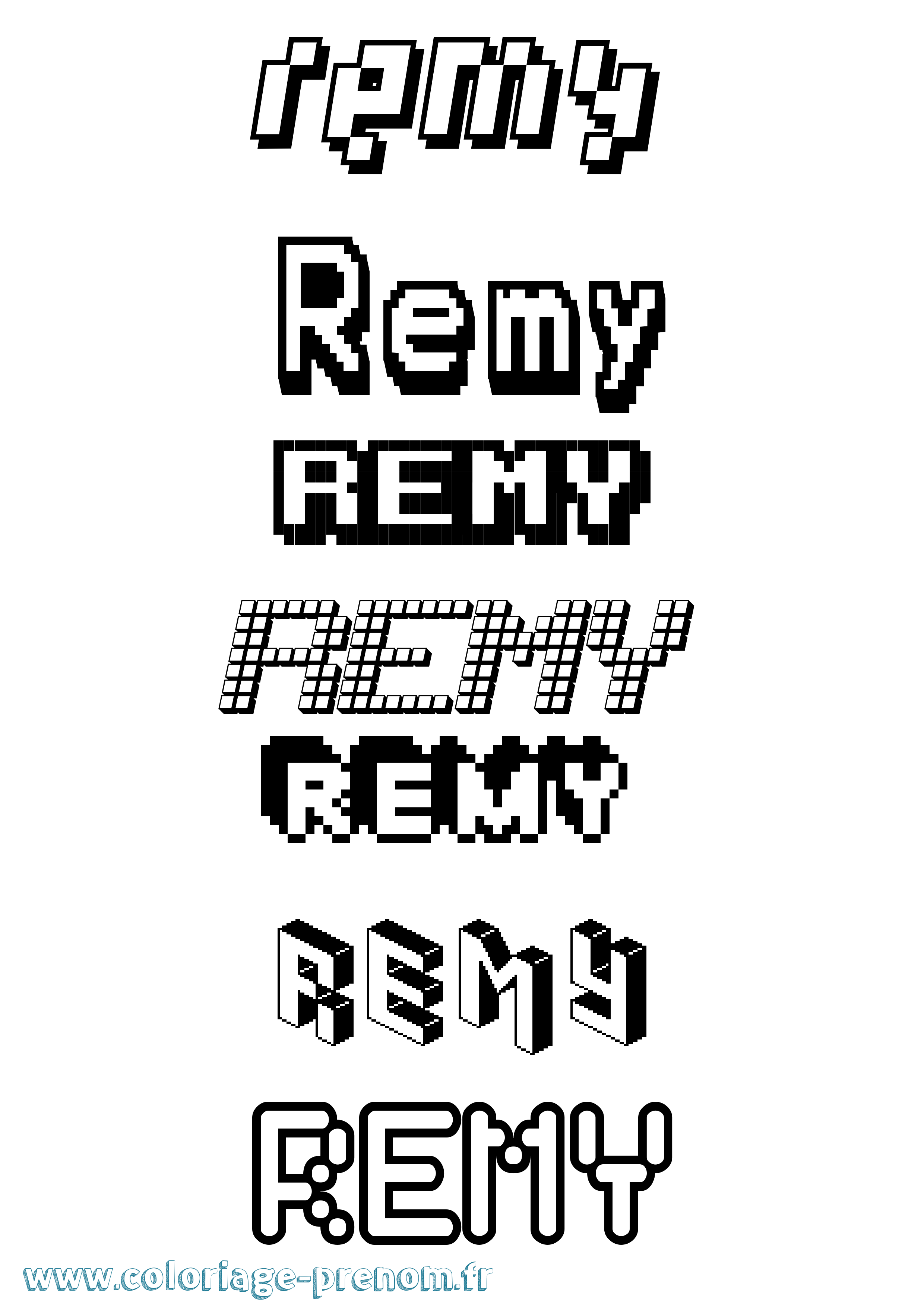 Coloriage prénom Remy Pixel