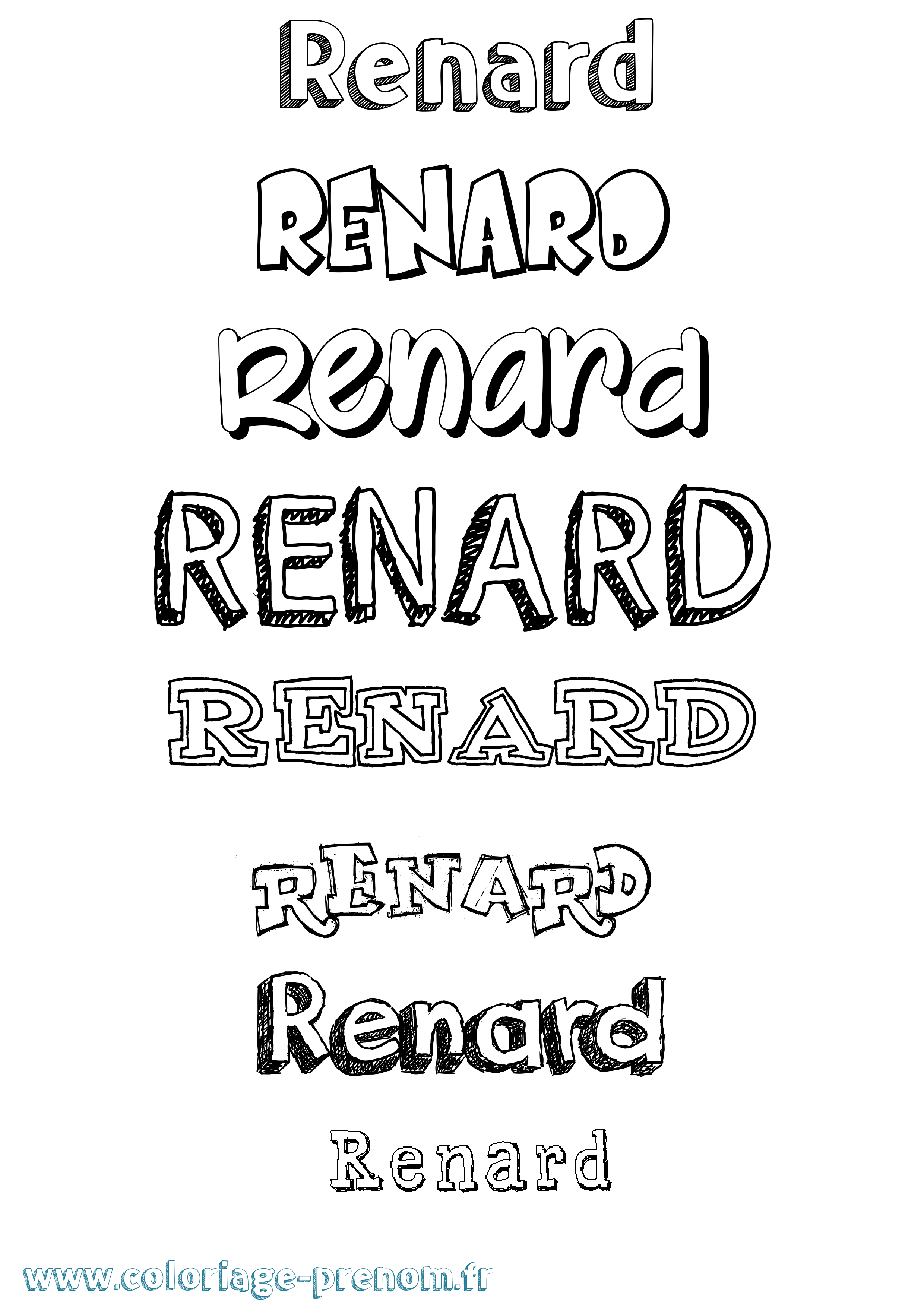 Coloriage prénom Renard Dessiné