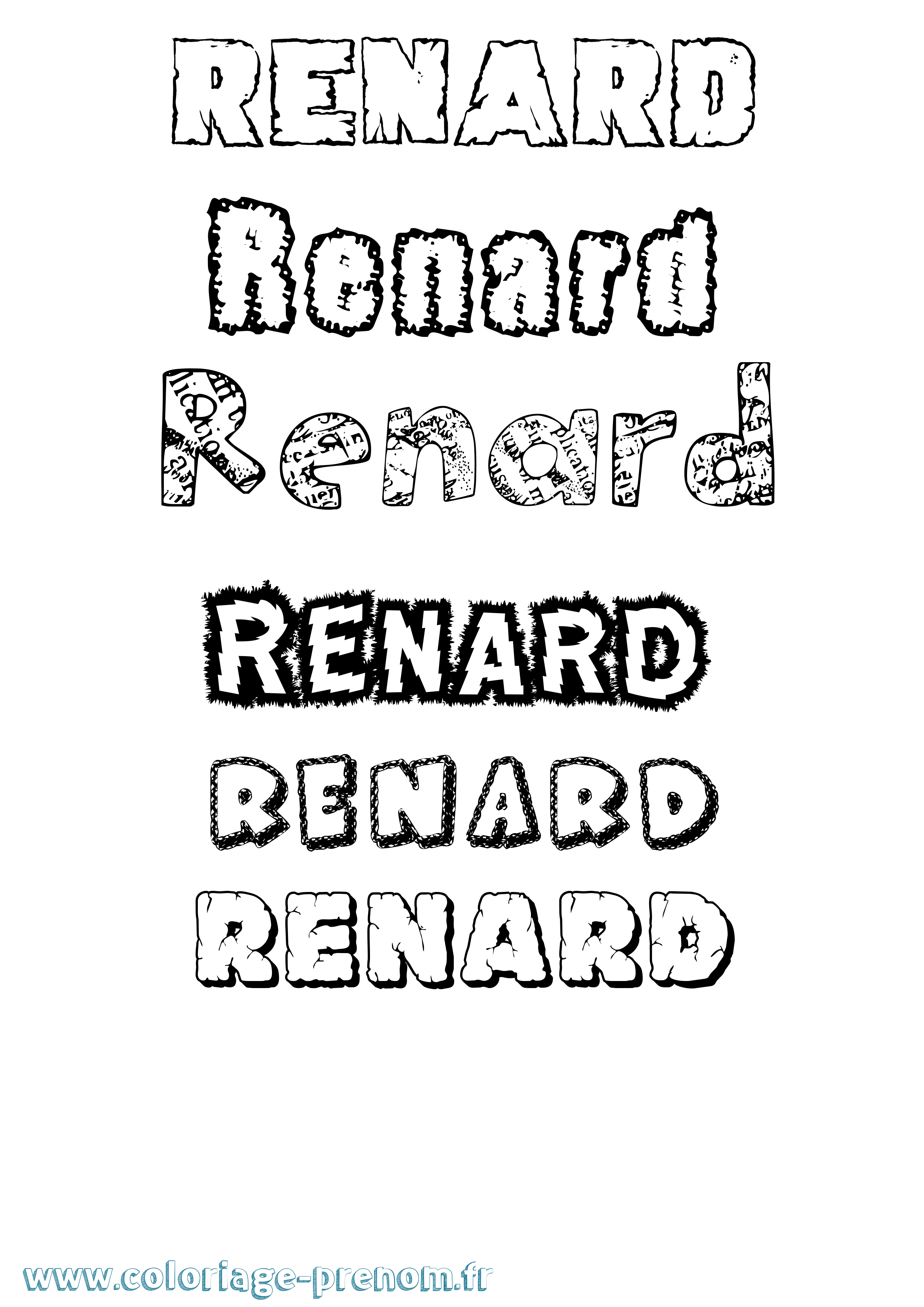 Coloriage prénom Renard Destructuré