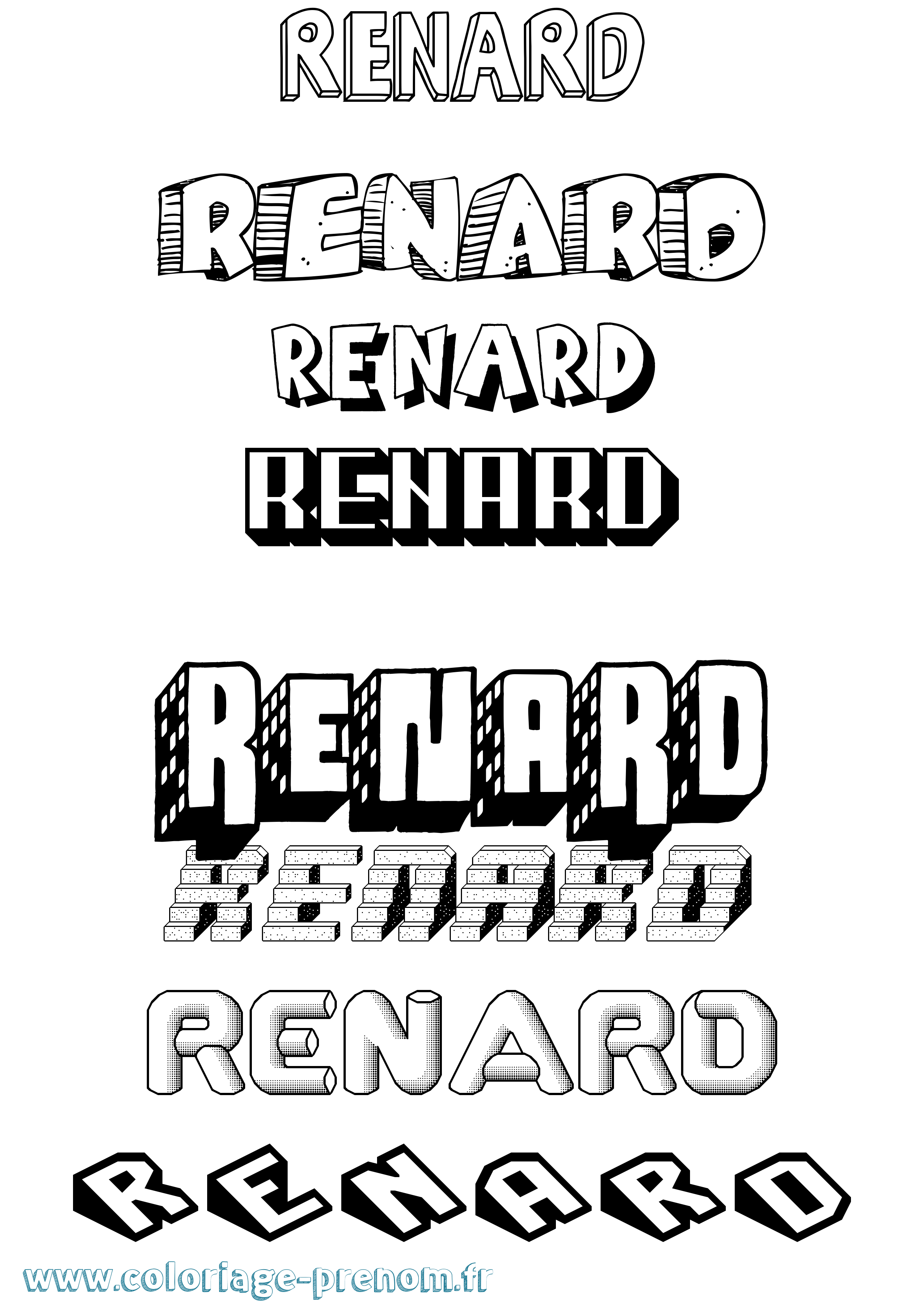 Coloriage prénom Renard Effet 3D