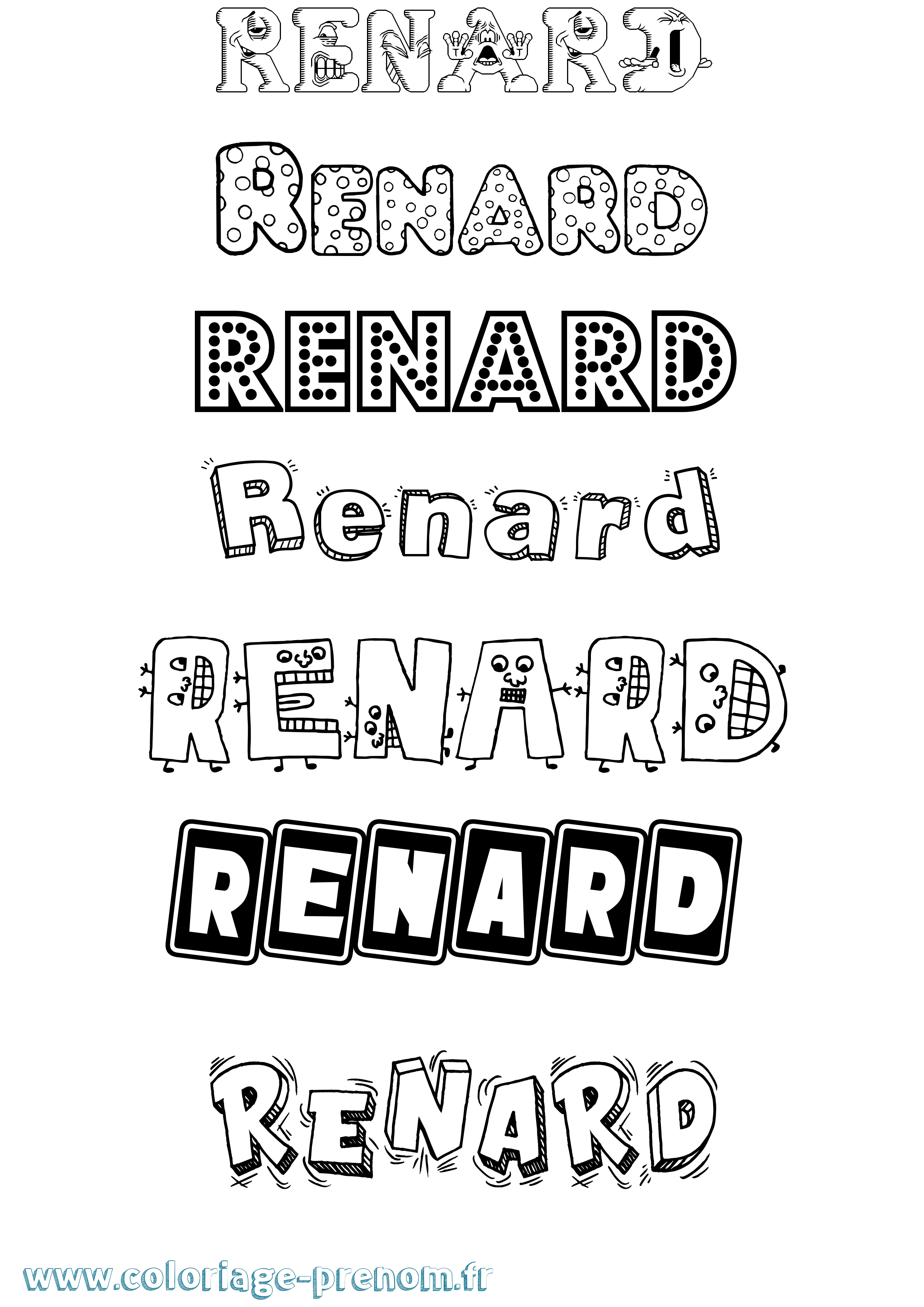 Coloriage prénom Renard Fun