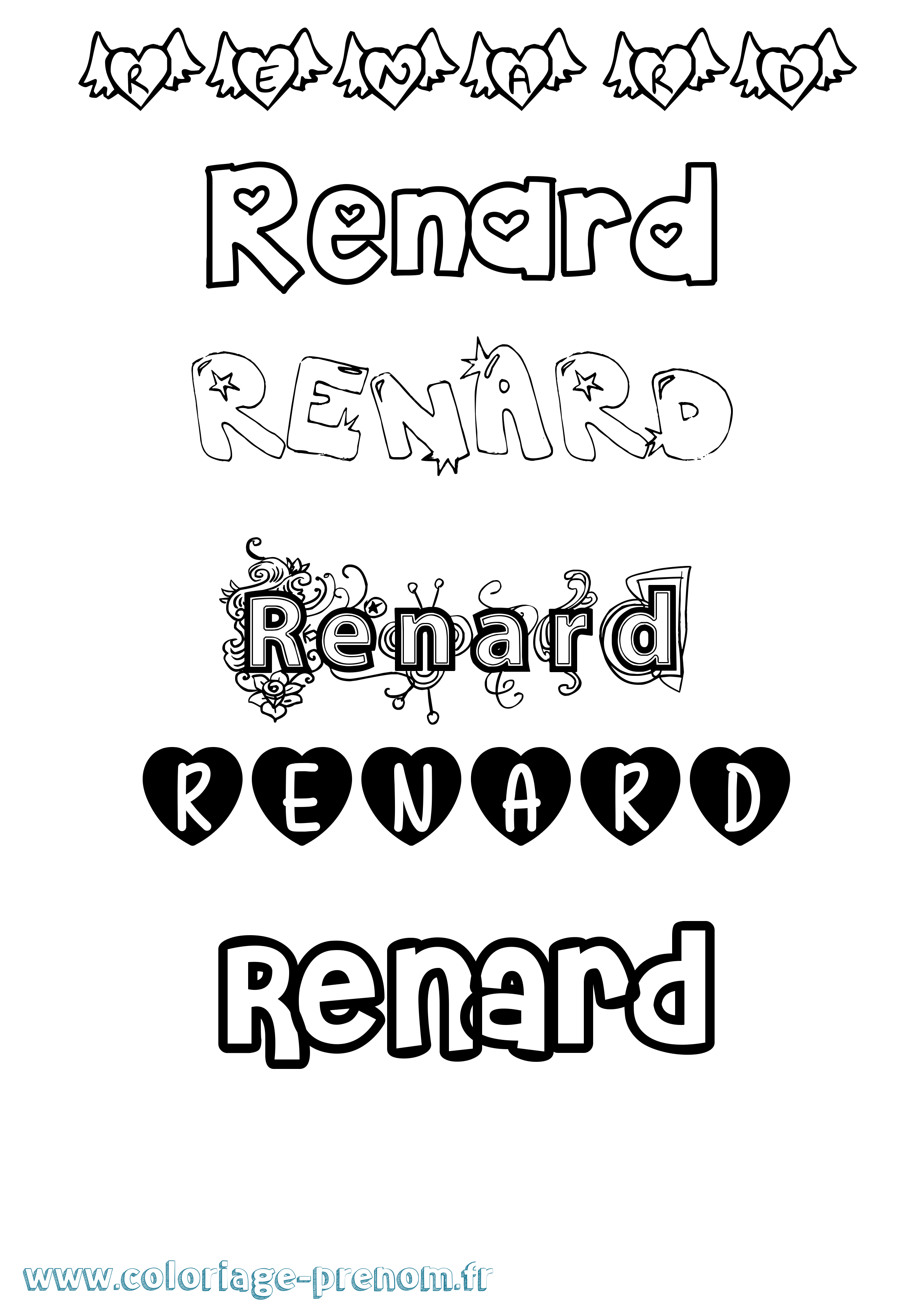 Coloriage prénom Renard Girly