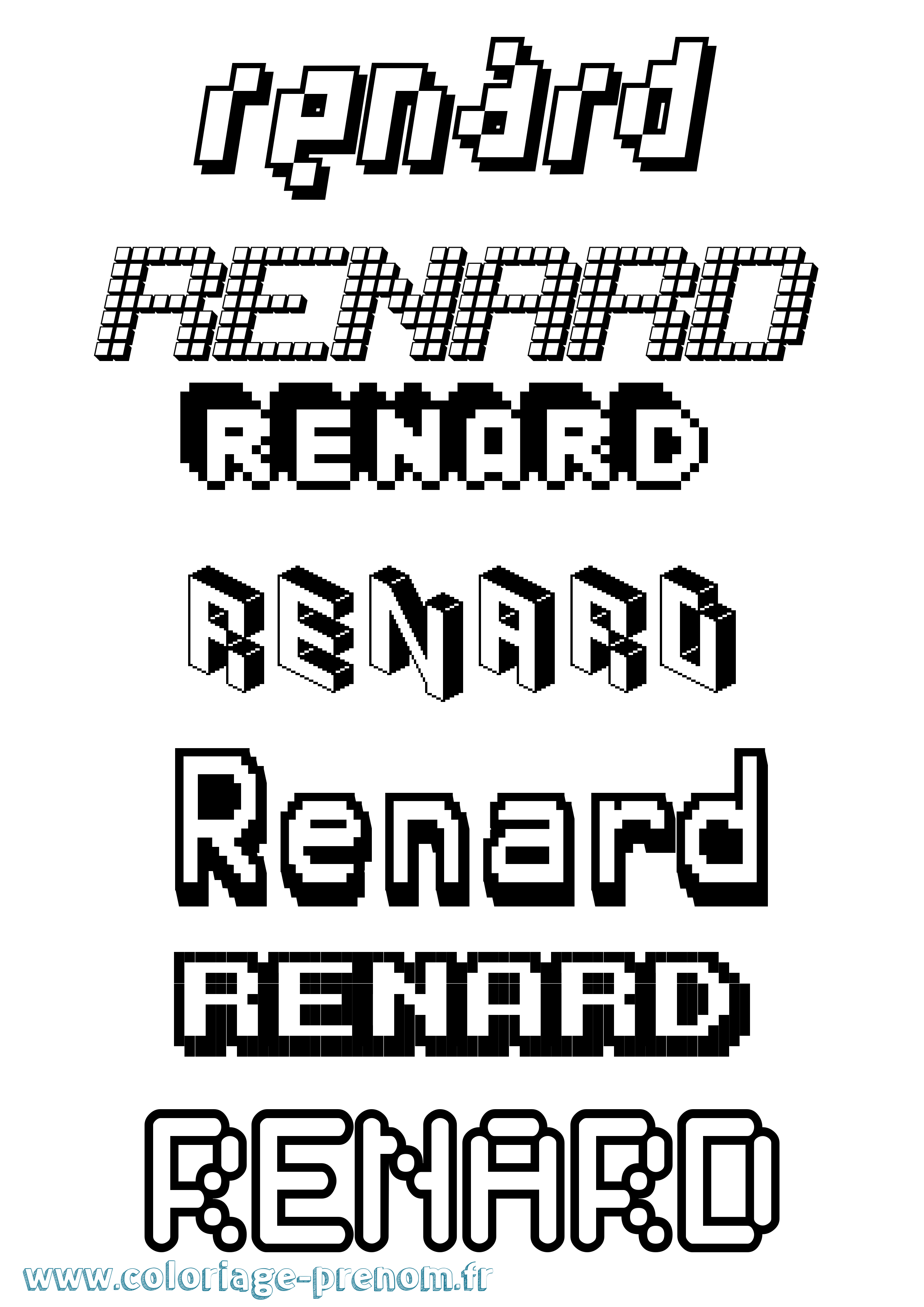 Coloriage prénom Renard Pixel