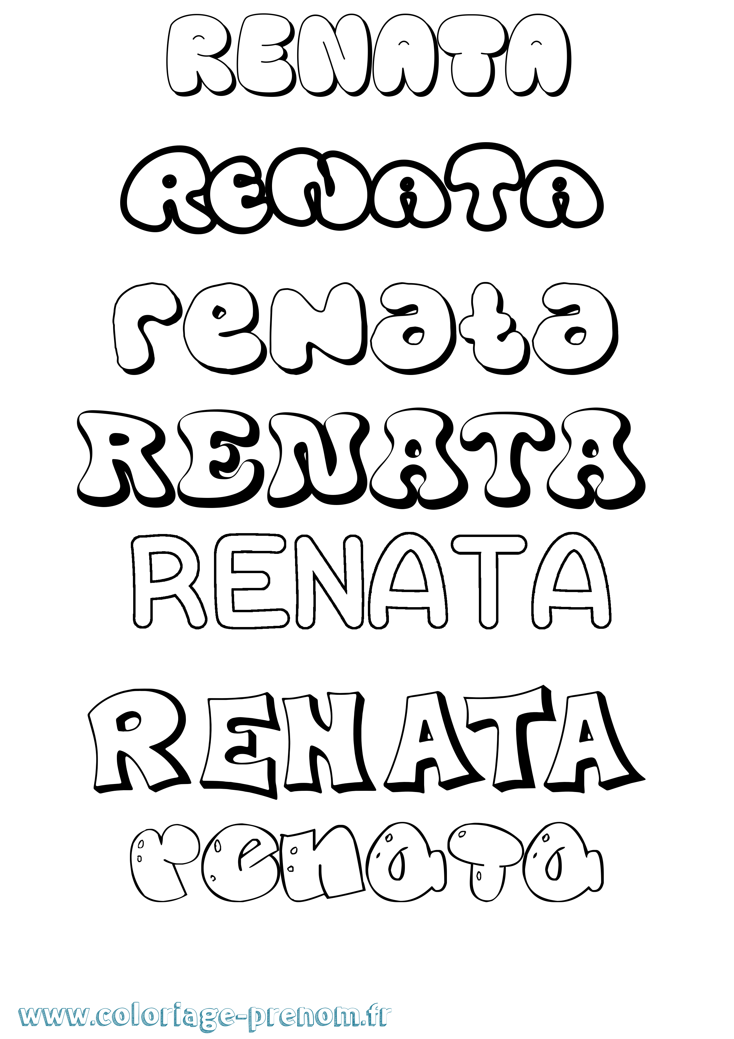 Coloriage Renata Bubble Coloriage prénom Renata Bubble