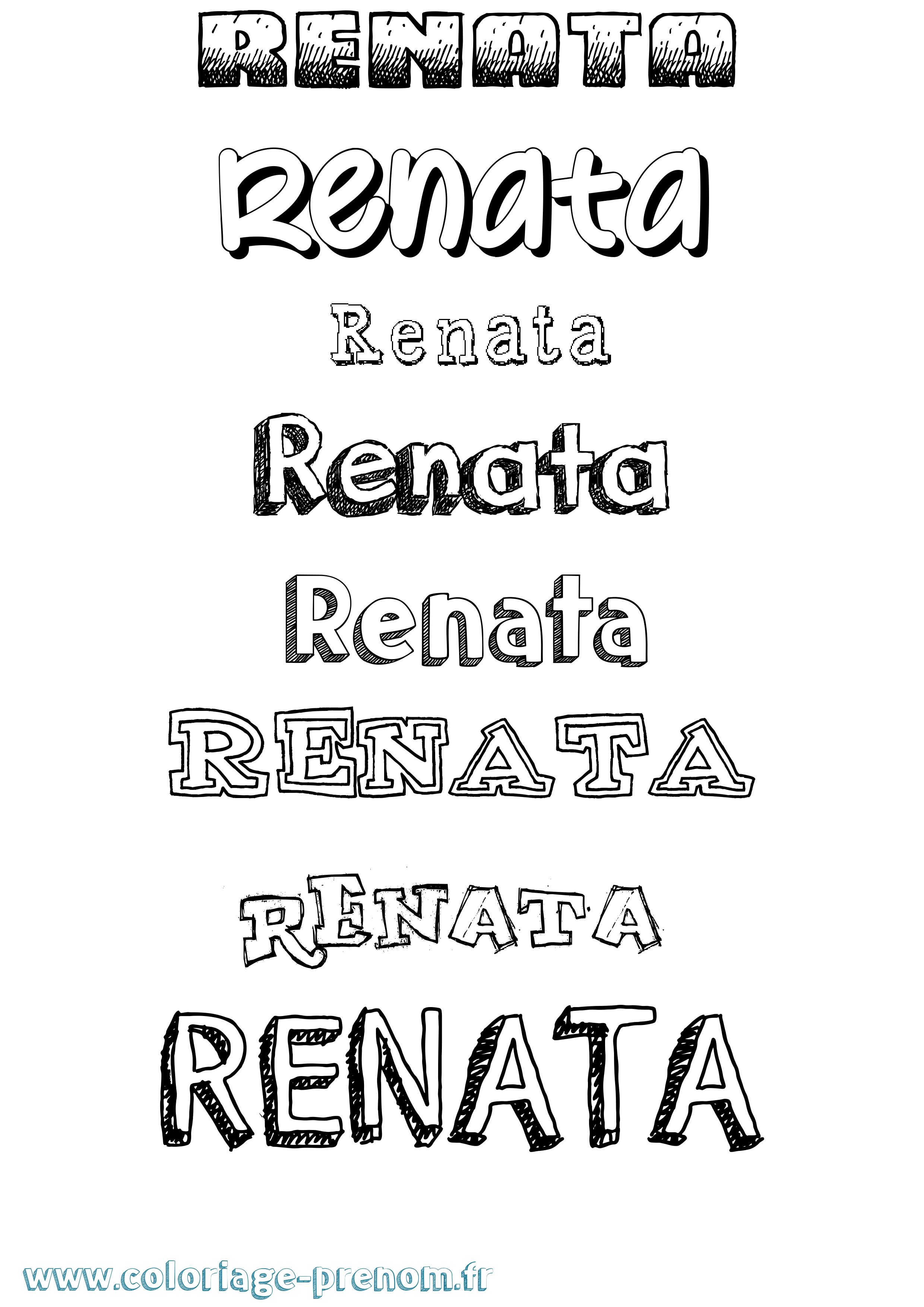 Coloriage Renata Dessiné Coloriage prénom Renata Dessiné