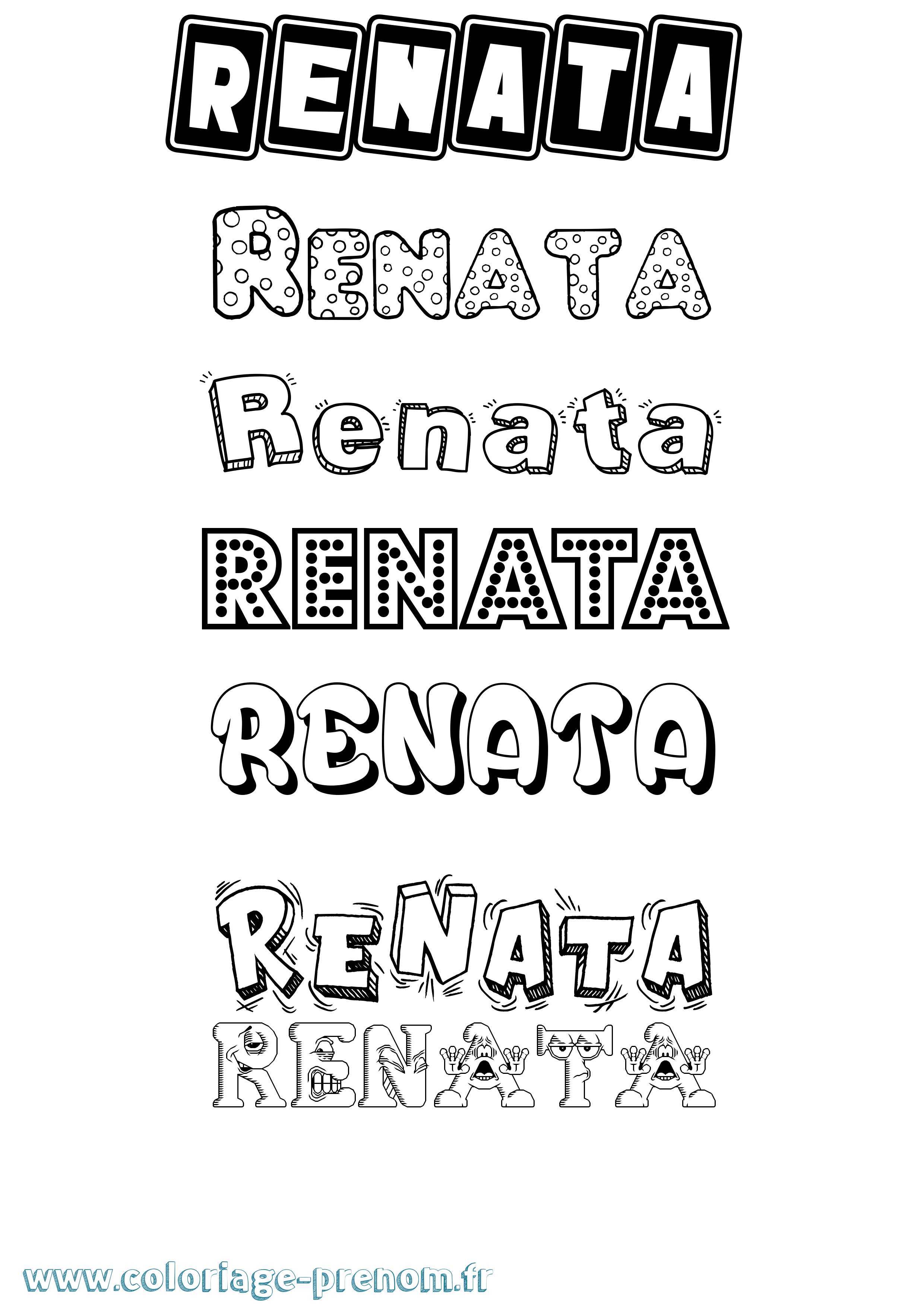 Coloriage Renata Fun Coloriage prénom Renata Fun
