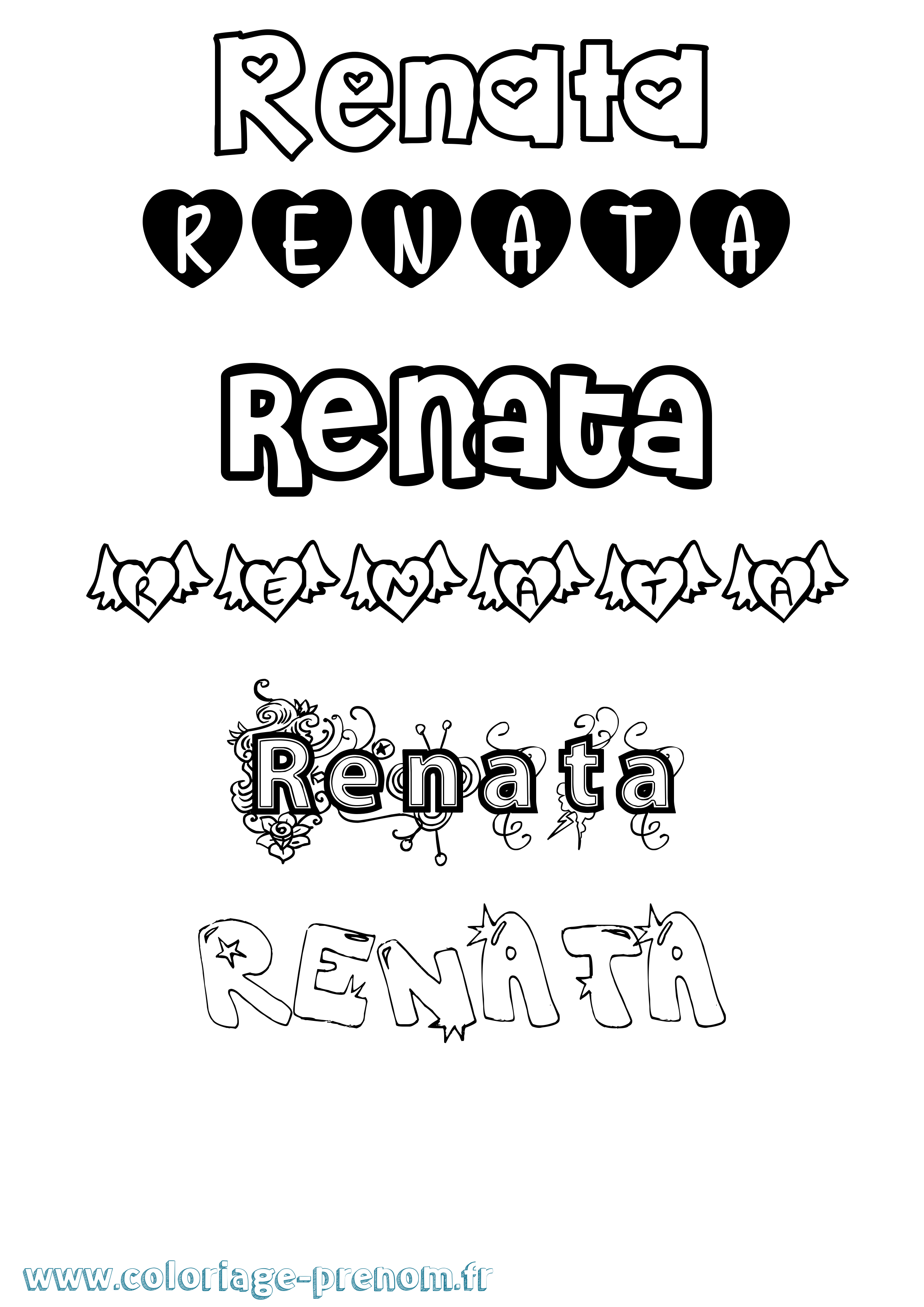 Coloriage Renata Girly Coloriage prénom Renata Girly
