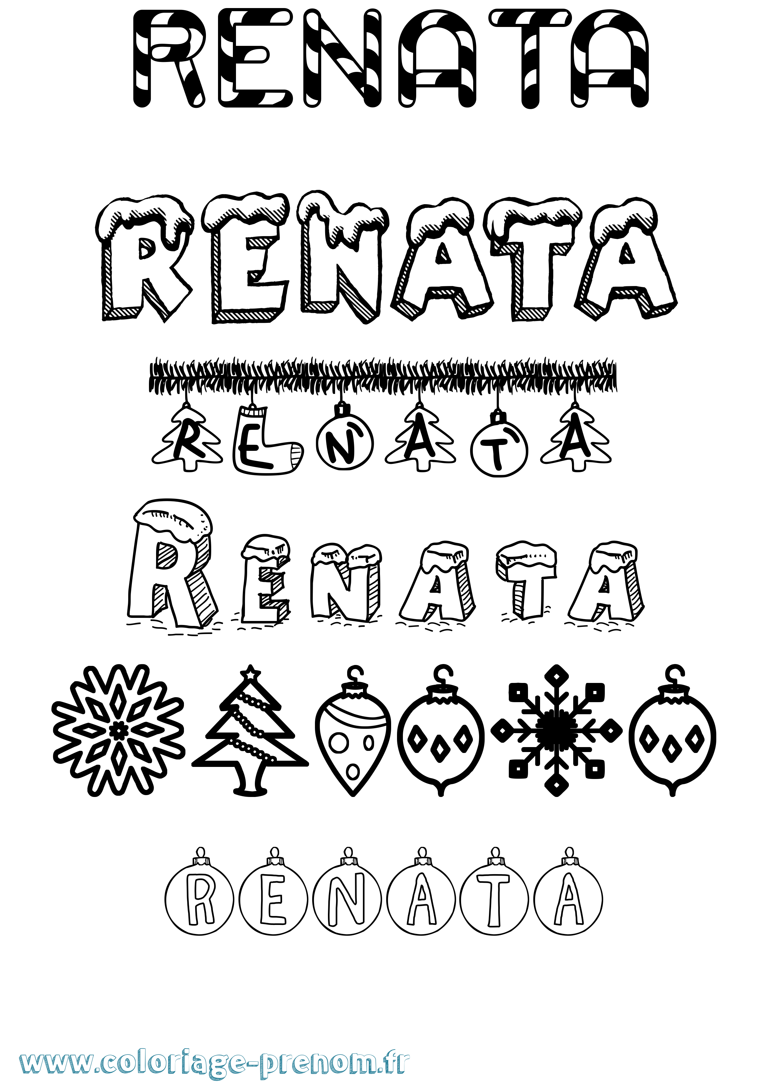 Coloriage Renata Noël Coloriage prénom Renata Noël
