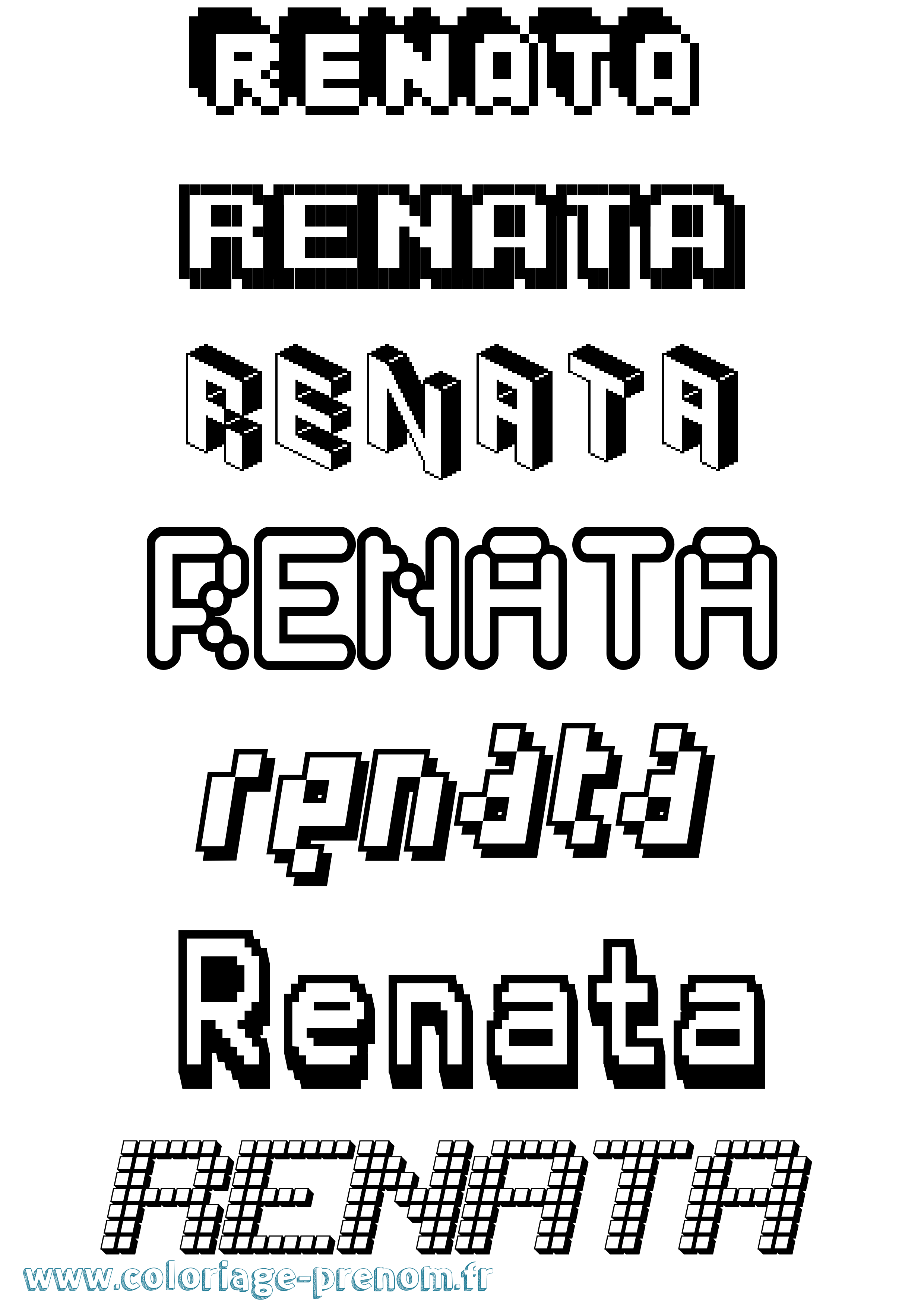 Coloriage Renata Pixel Coloriage prénom Renata Pixel
