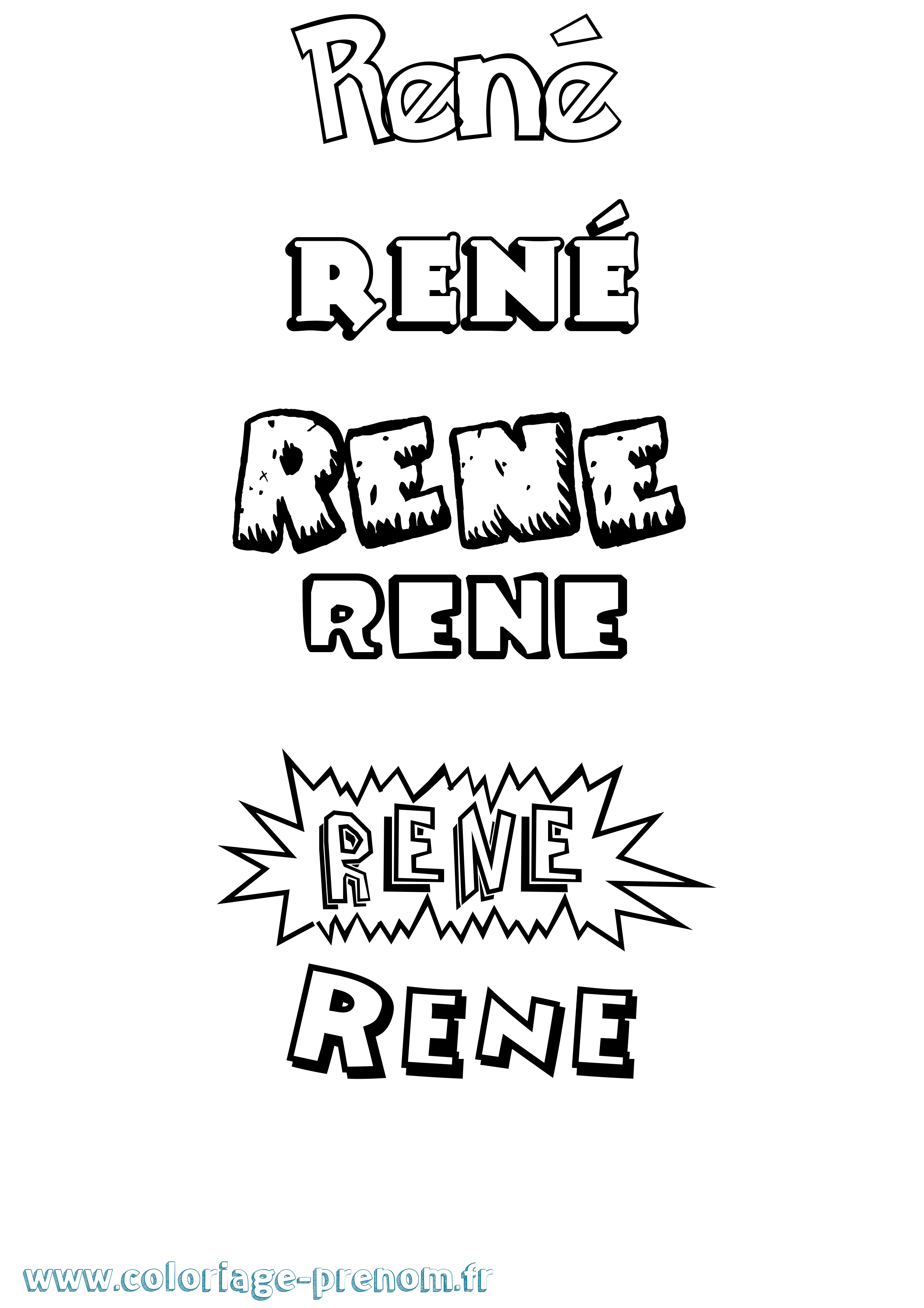 Coloriage prénom René Dessin Animé