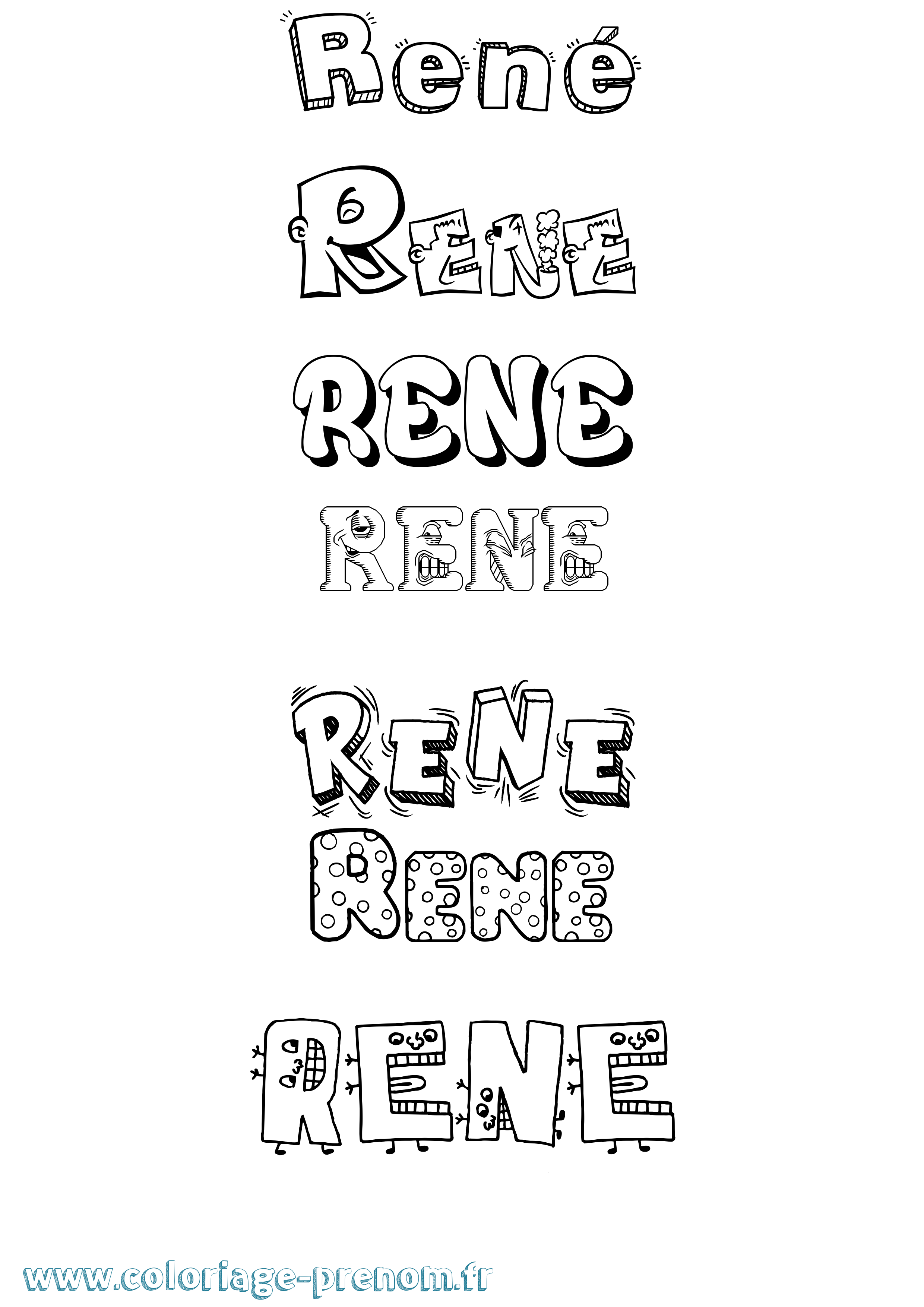 Coloriage prénom René Fun