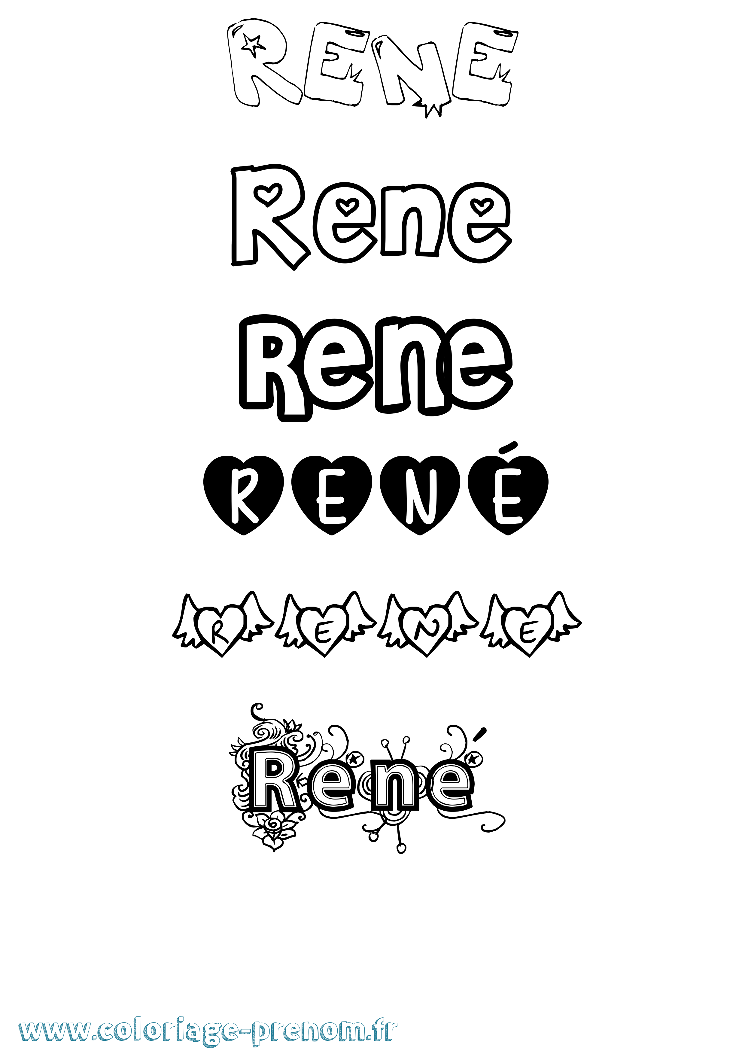 Coloriage prénom René Girly