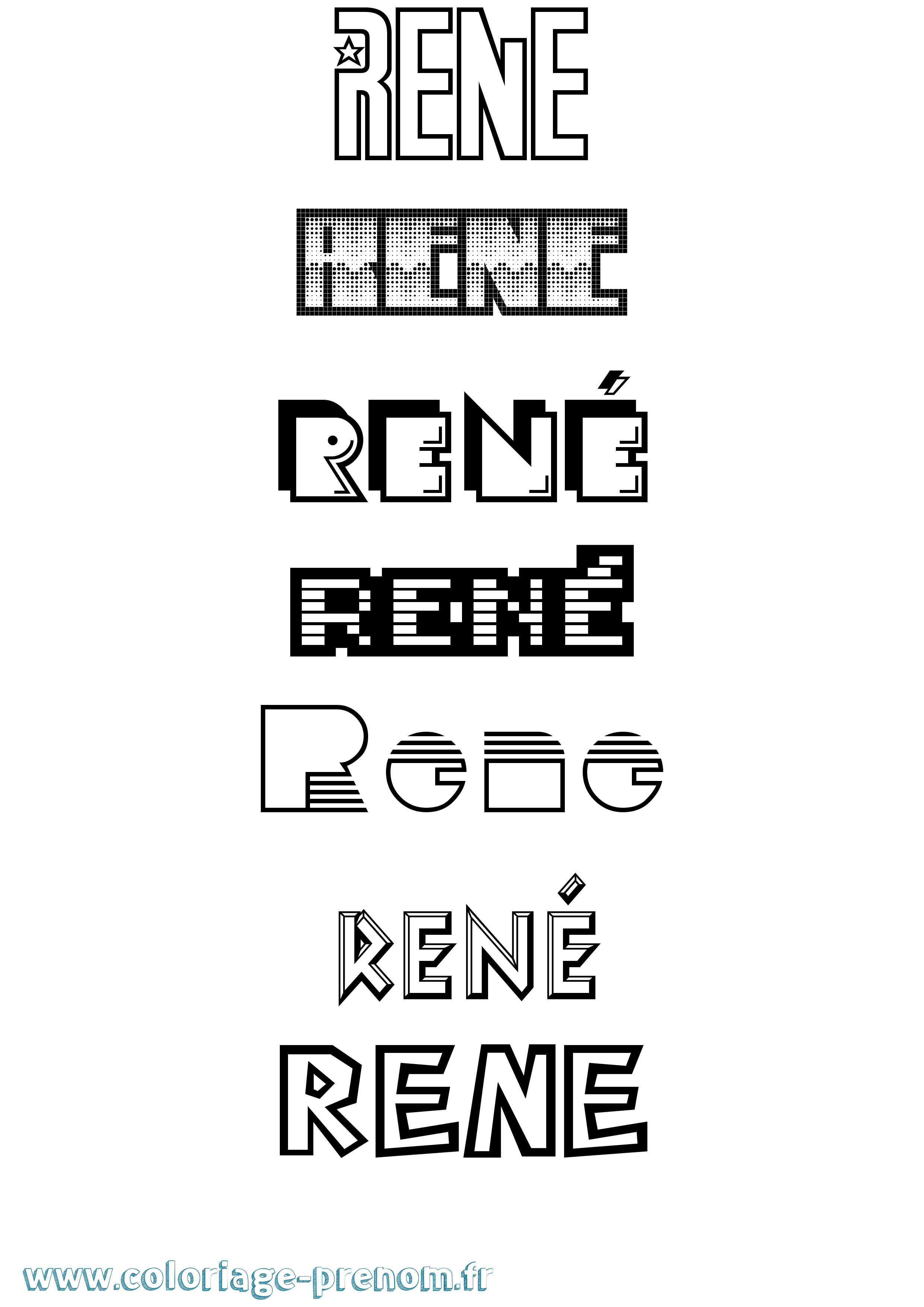 Coloriage prénom René Jeux Vidéos