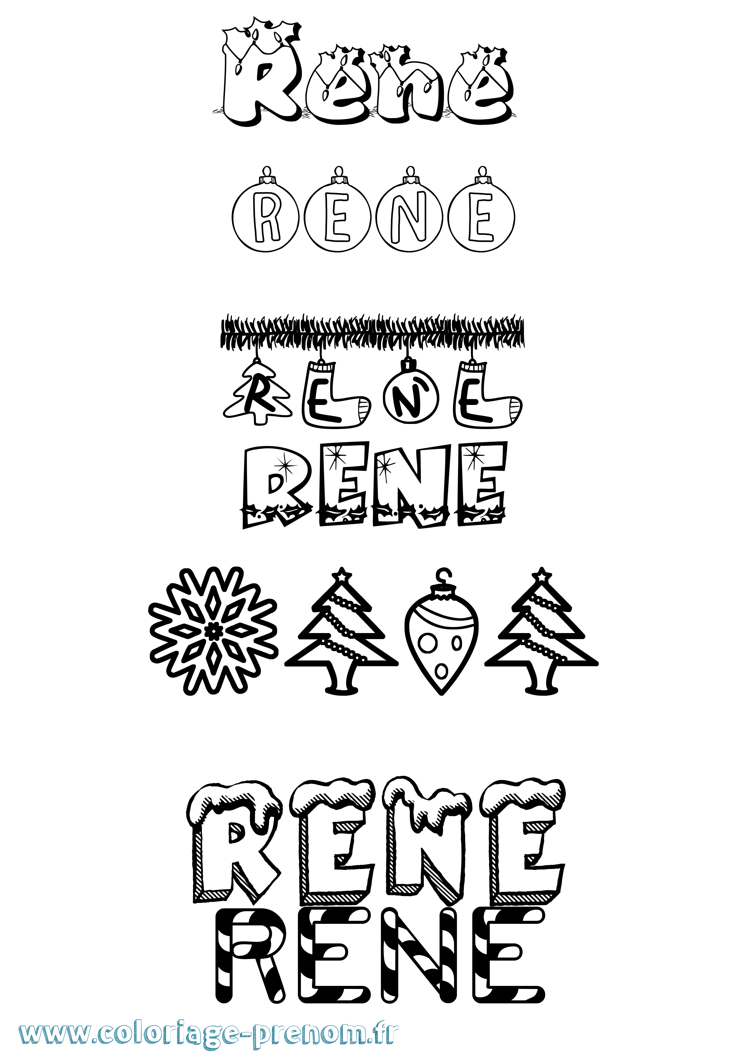 Coloriage prénom René Noël