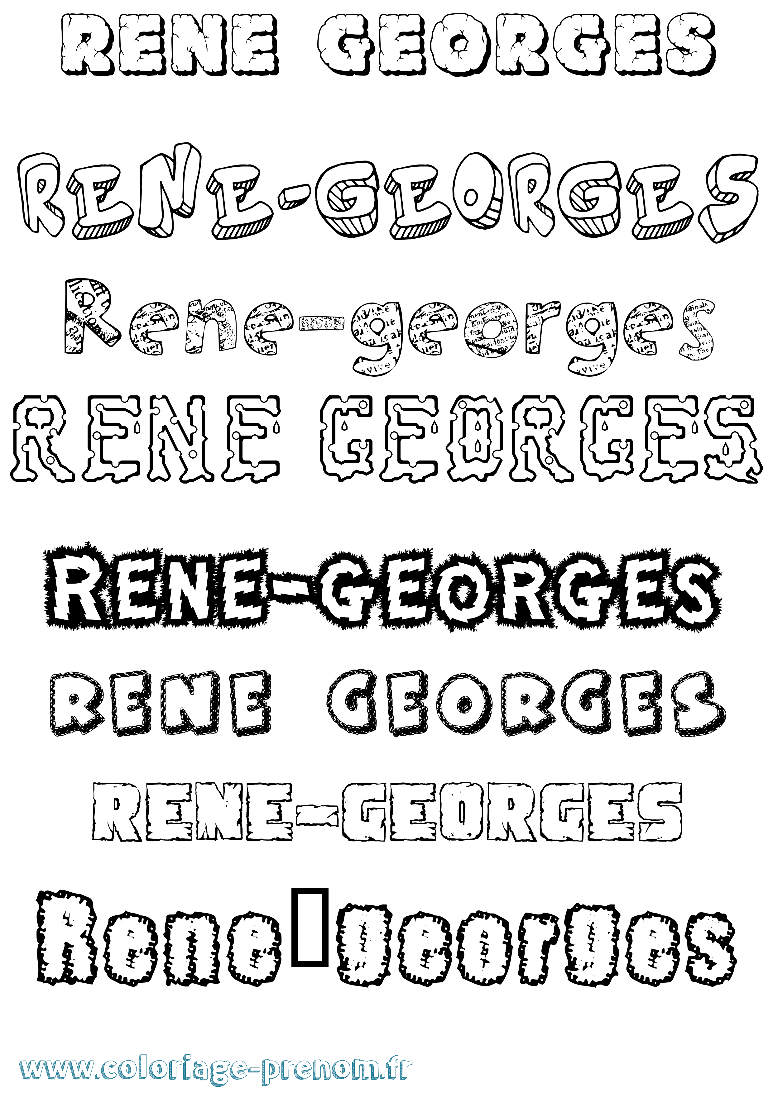 Coloriage prénom René-Georges Destructuré