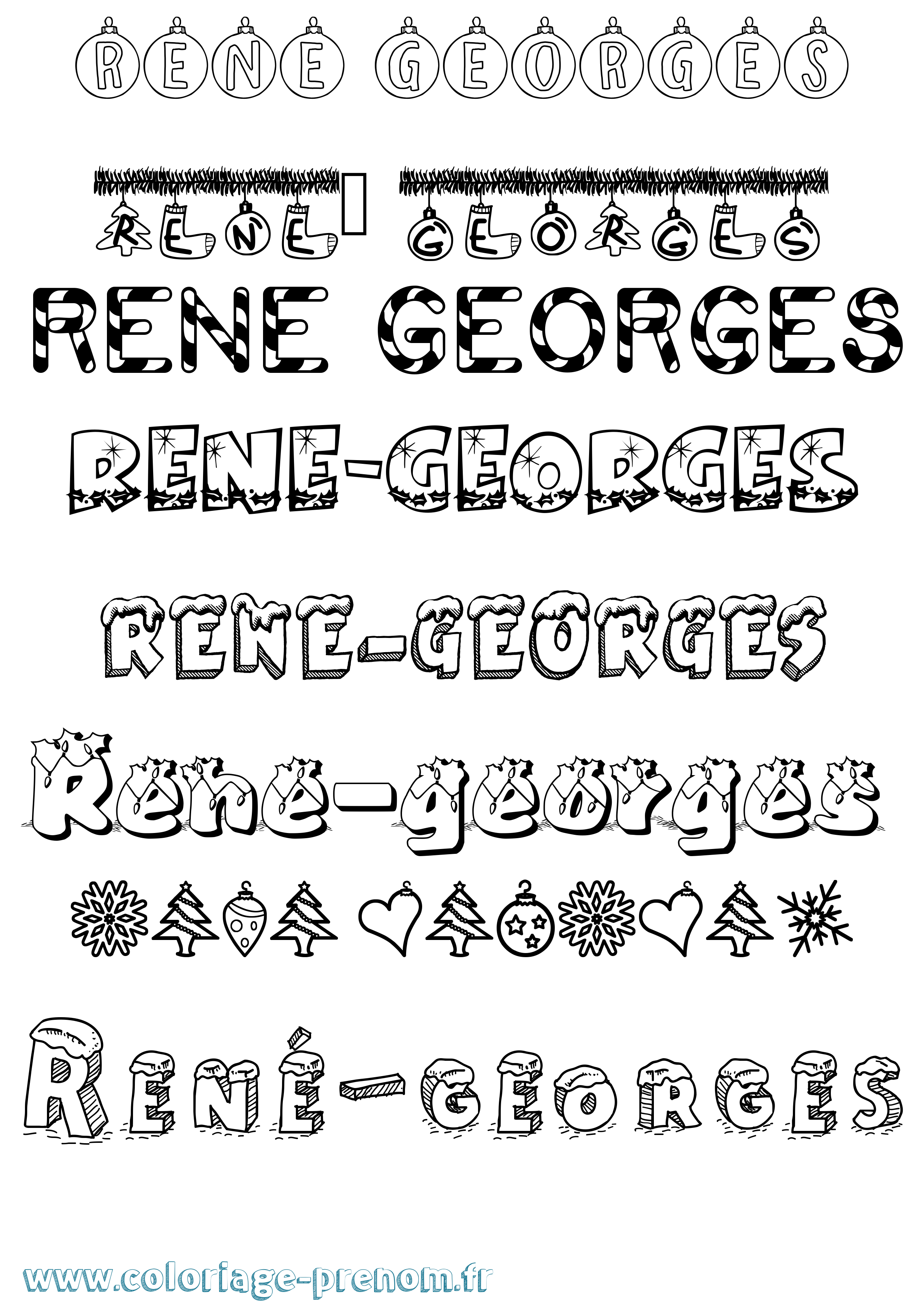 Coloriage prénom René-Georges Noël
