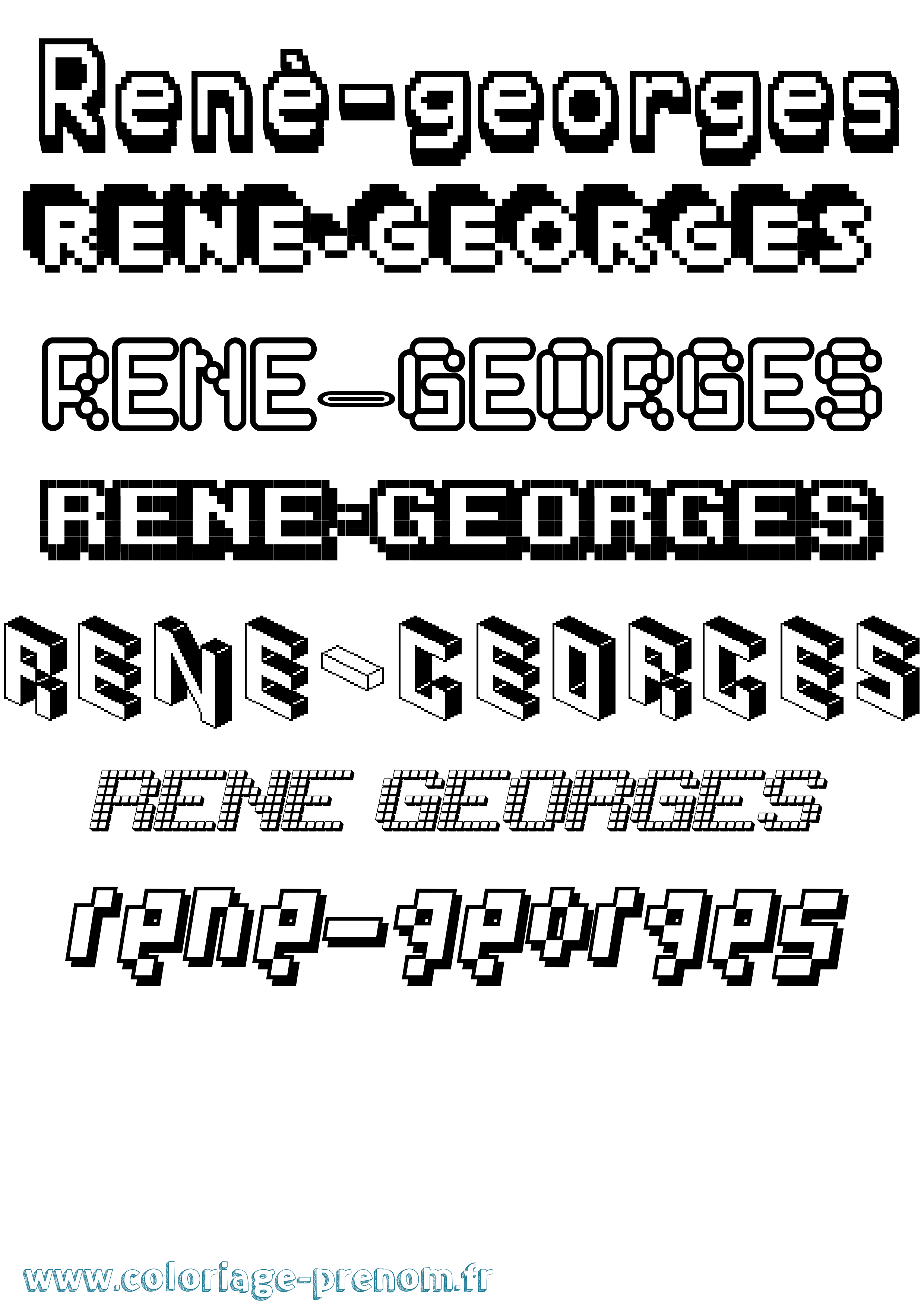 Coloriage prénom René-Georges Pixel