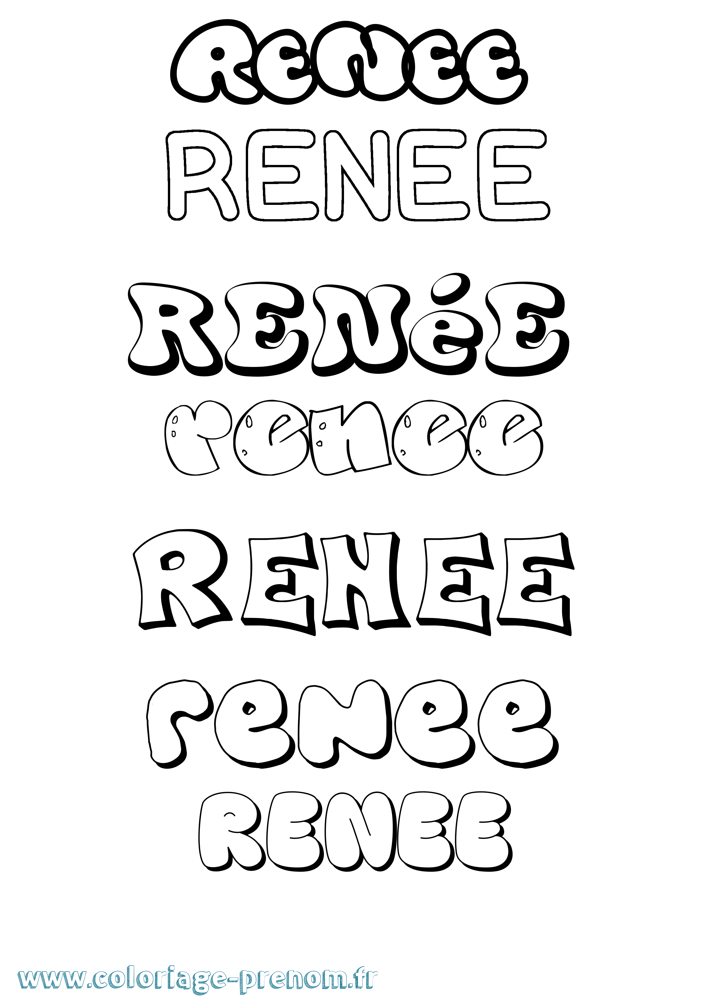 Coloriage prénom Renée Bubble