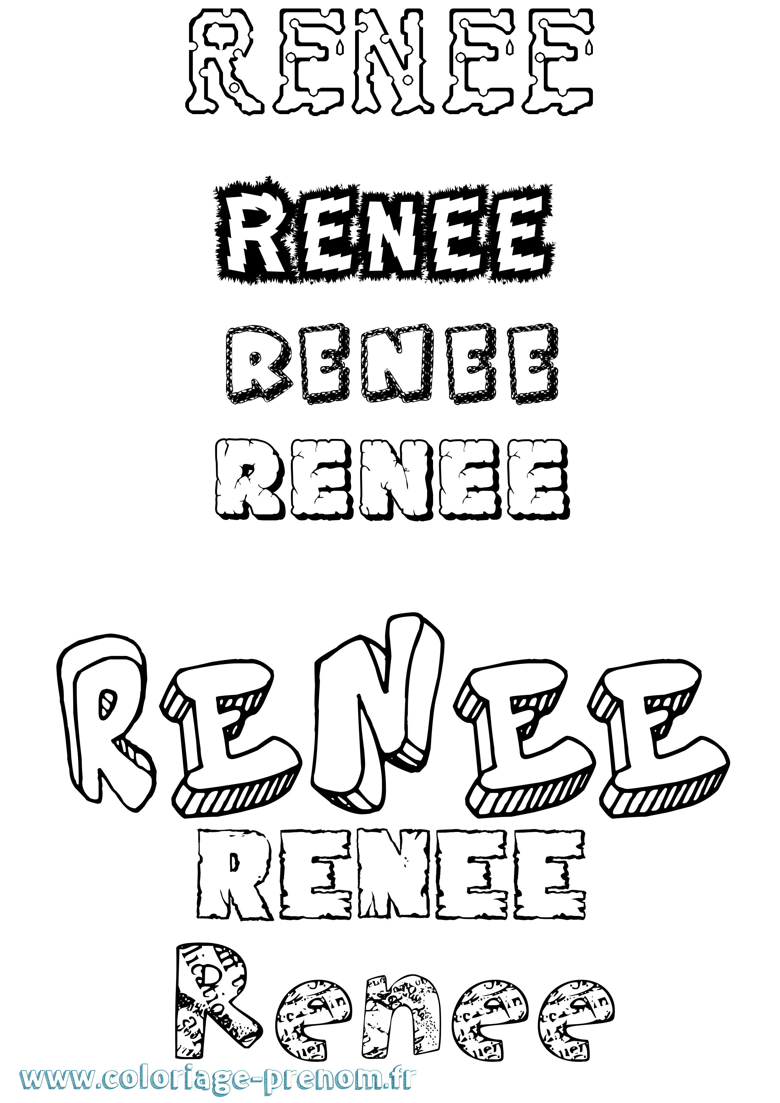 Coloriage prénom Renée Destructuré