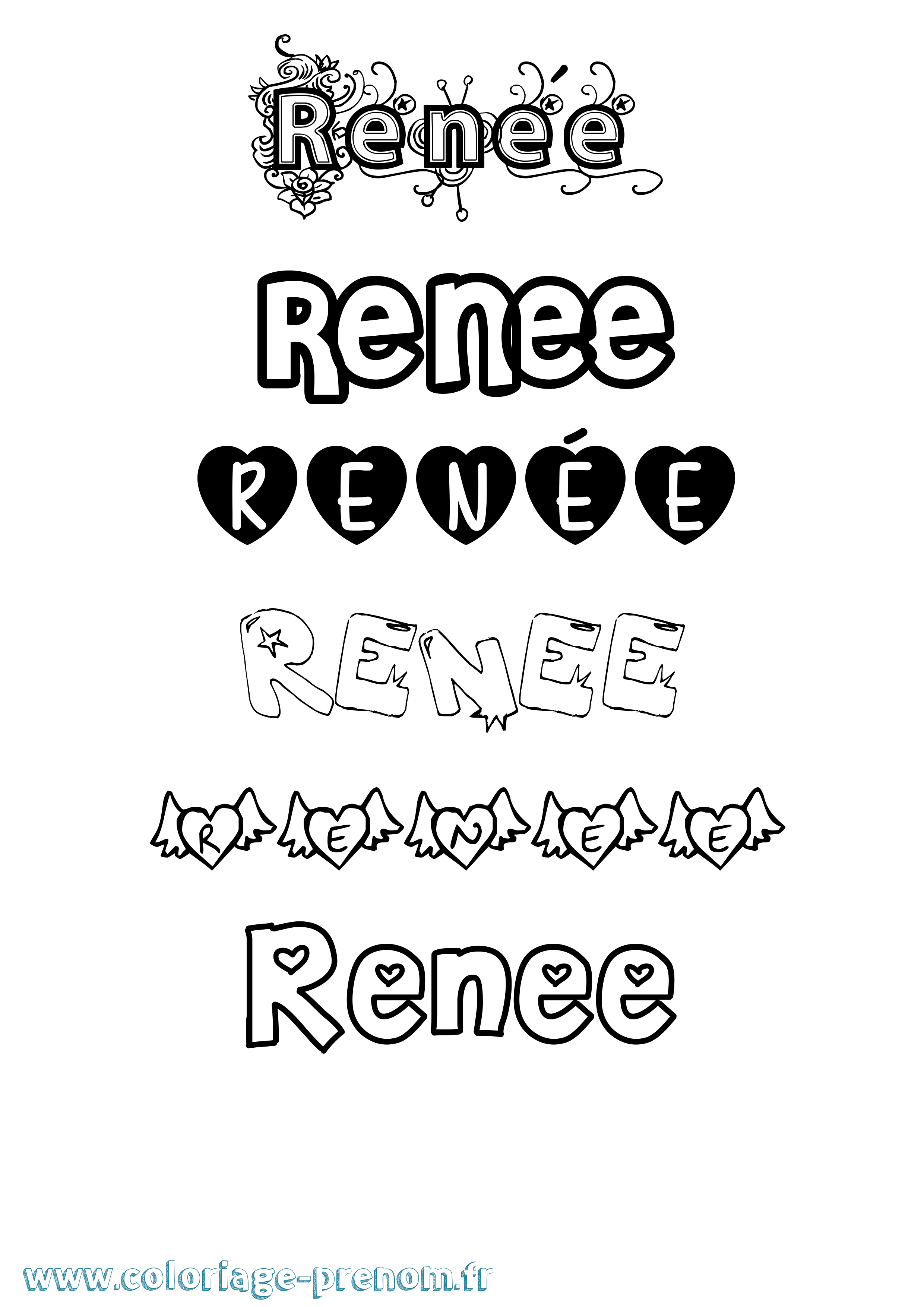 Coloriage prénom Renée Girly