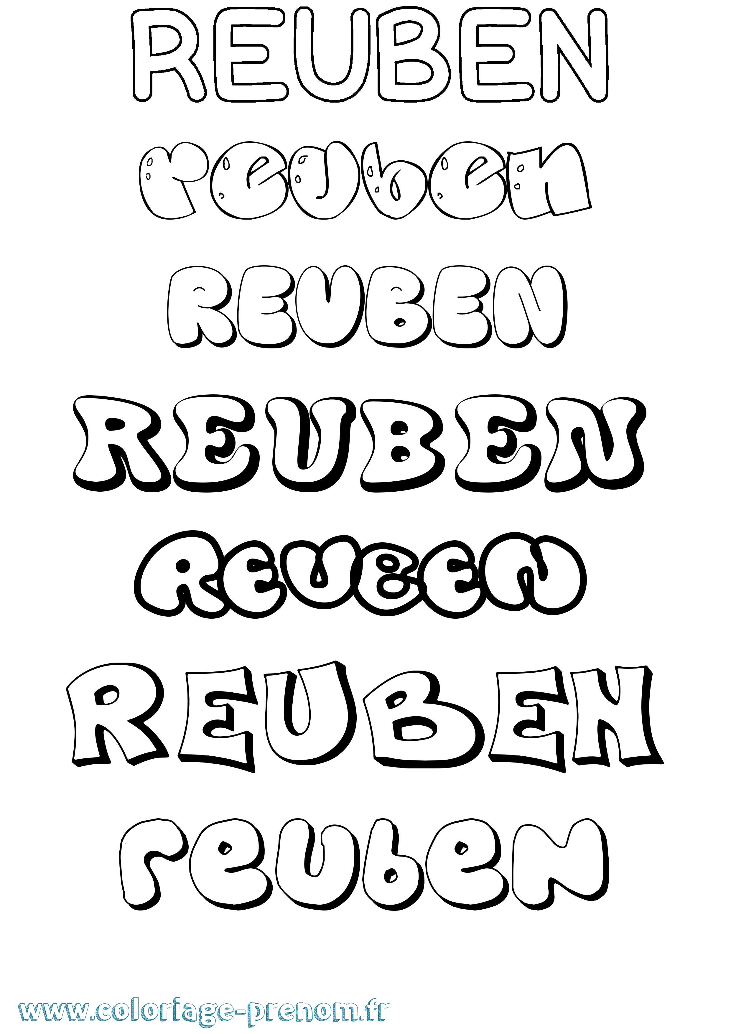 Coloriage Reuben Bubble Coloriage prénom Reuben Bubble