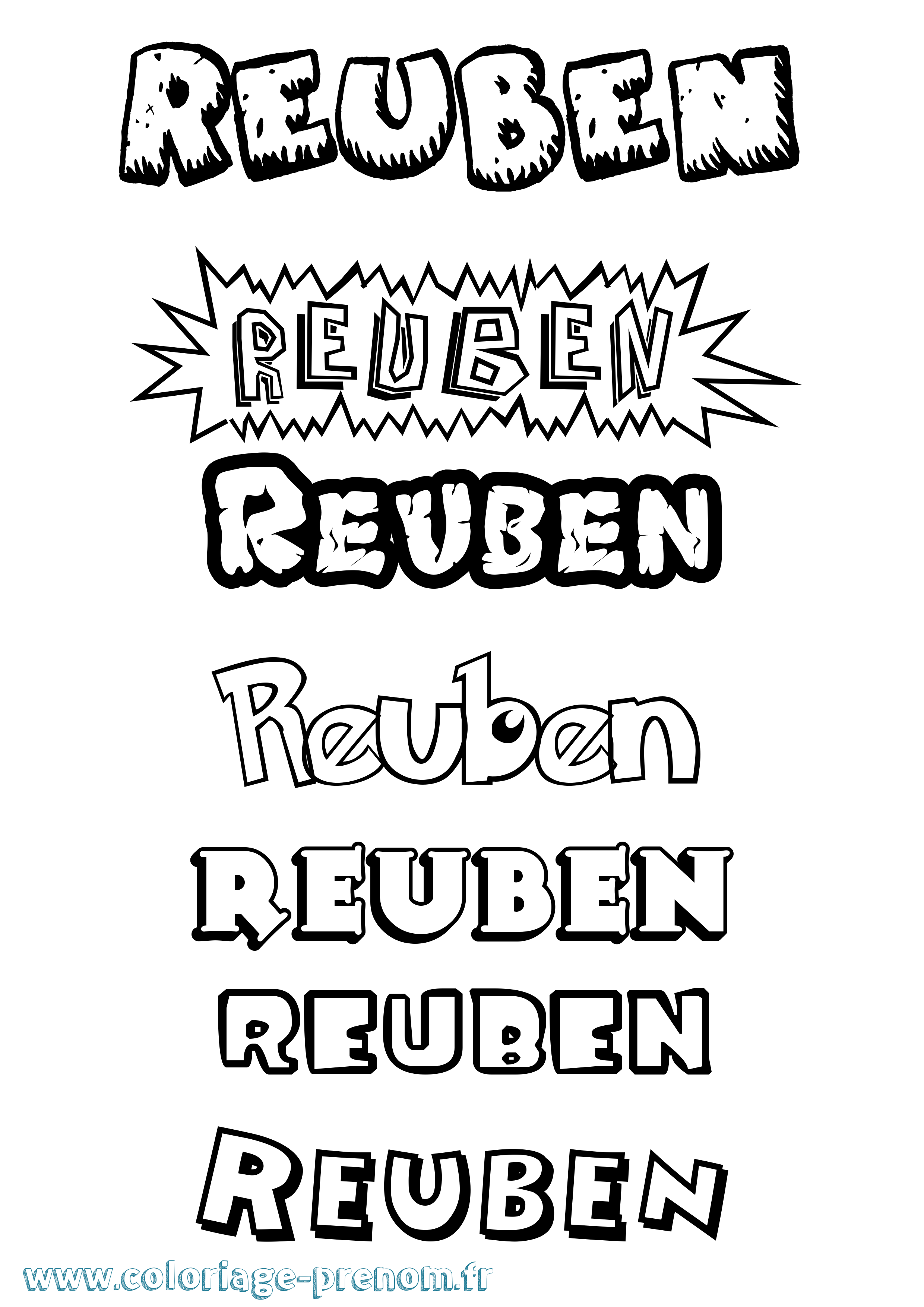 Coloriage Reuben Dessin Animé Coloriage prénom Reuben Dessin Animé