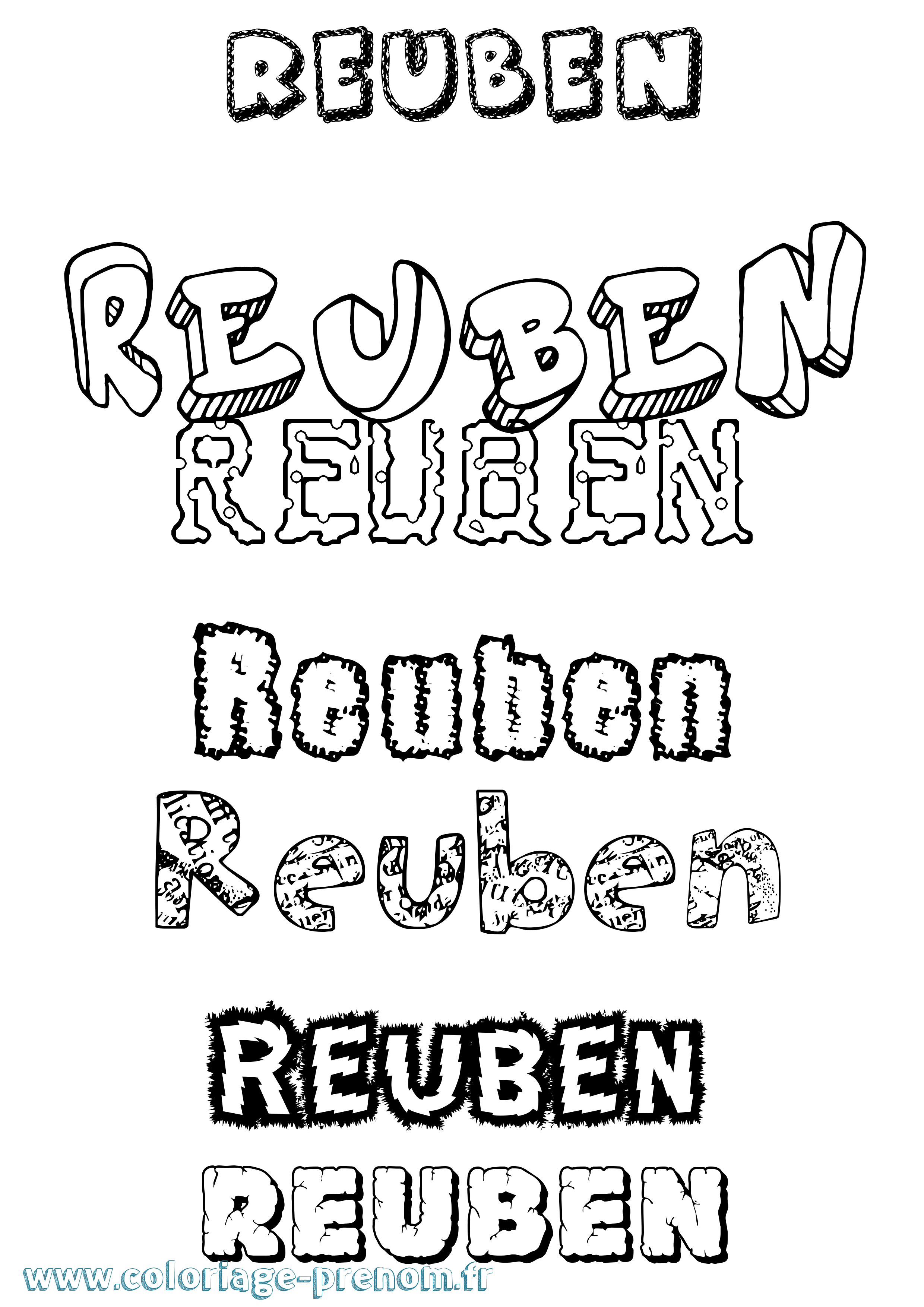 Coloriage Reuben Destructuré Coloriage prénom Reuben Destructuré