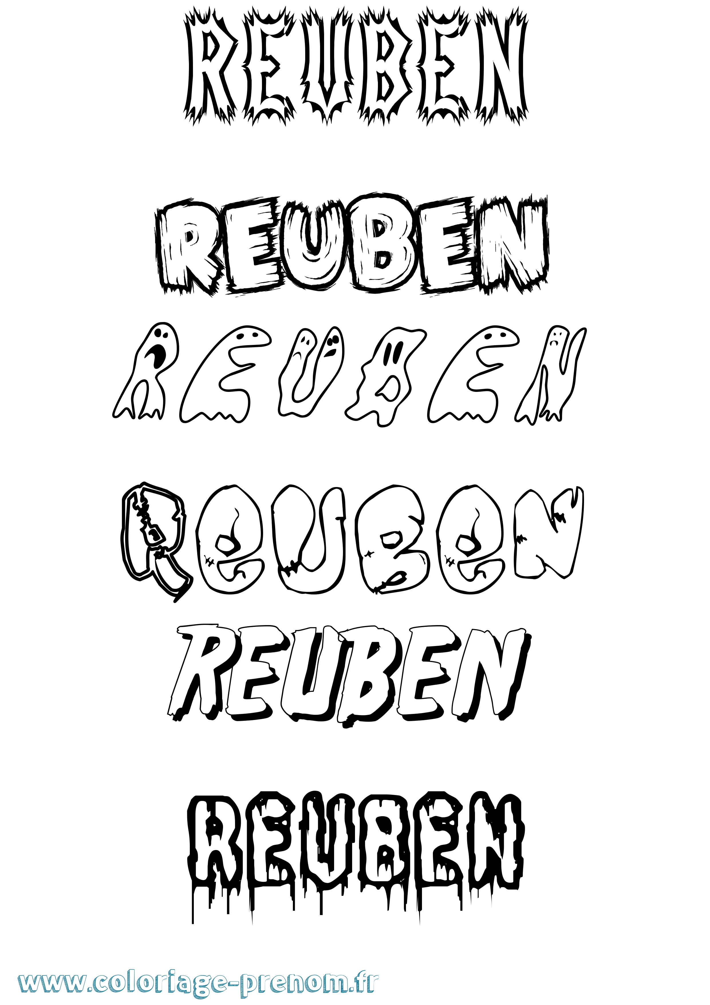 Coloriage Reuben Frisson Coloriage prénom Reuben Frisson