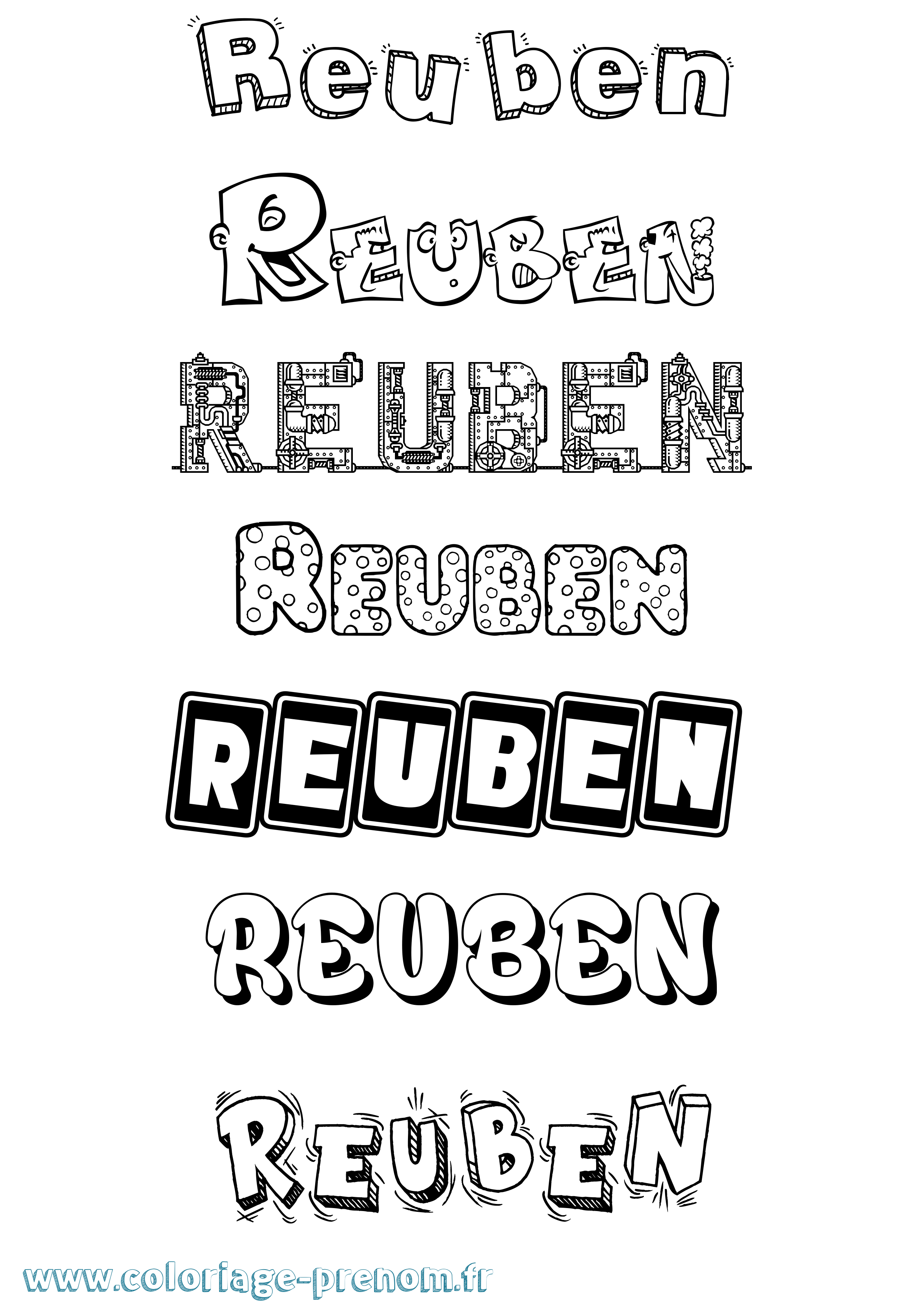 Coloriage Reuben Fun Coloriage prénom Reuben Fun