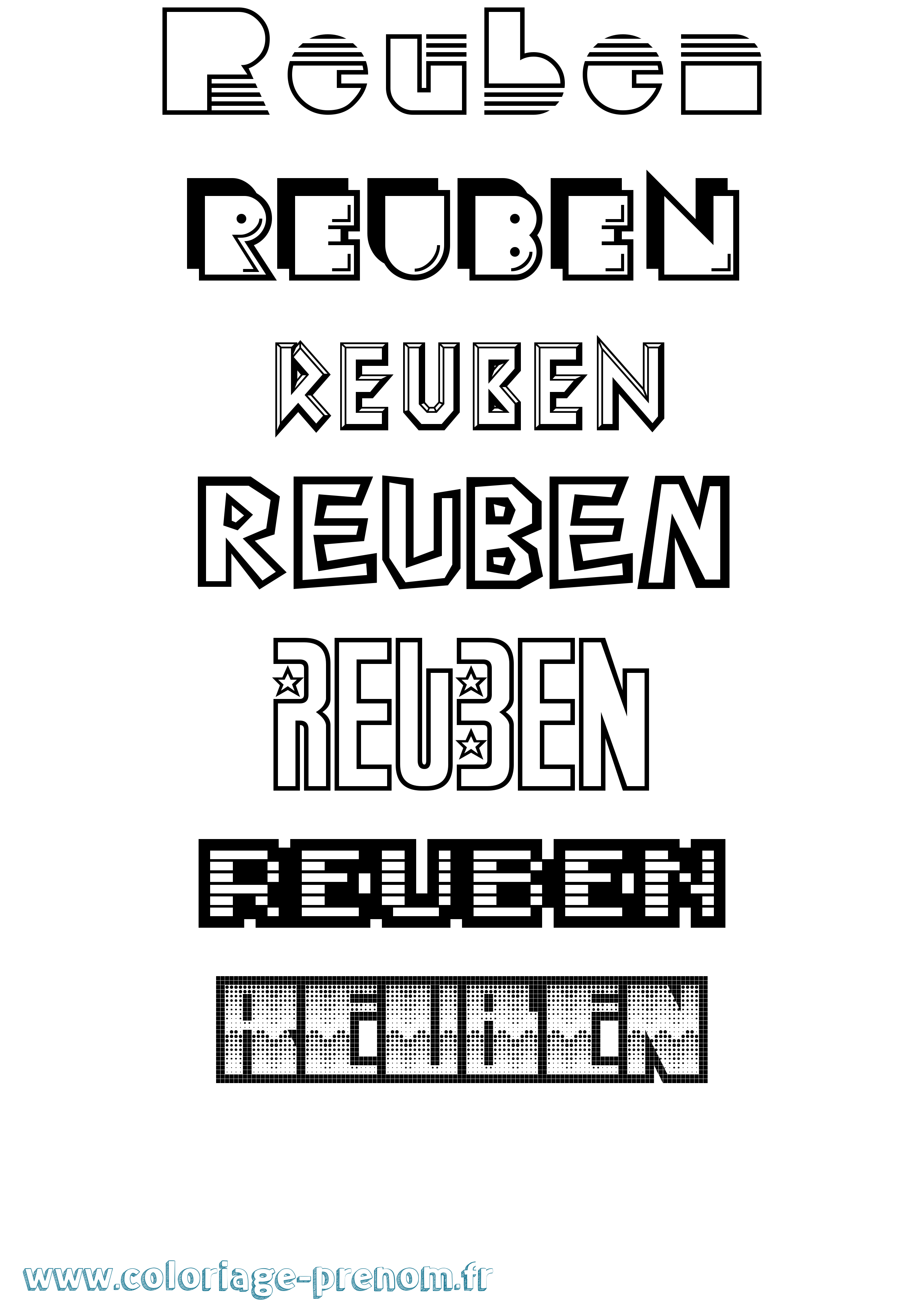 Coloriage Reuben Jeux Vidéos Coloriage prénom Reuben Jeux Vidéos