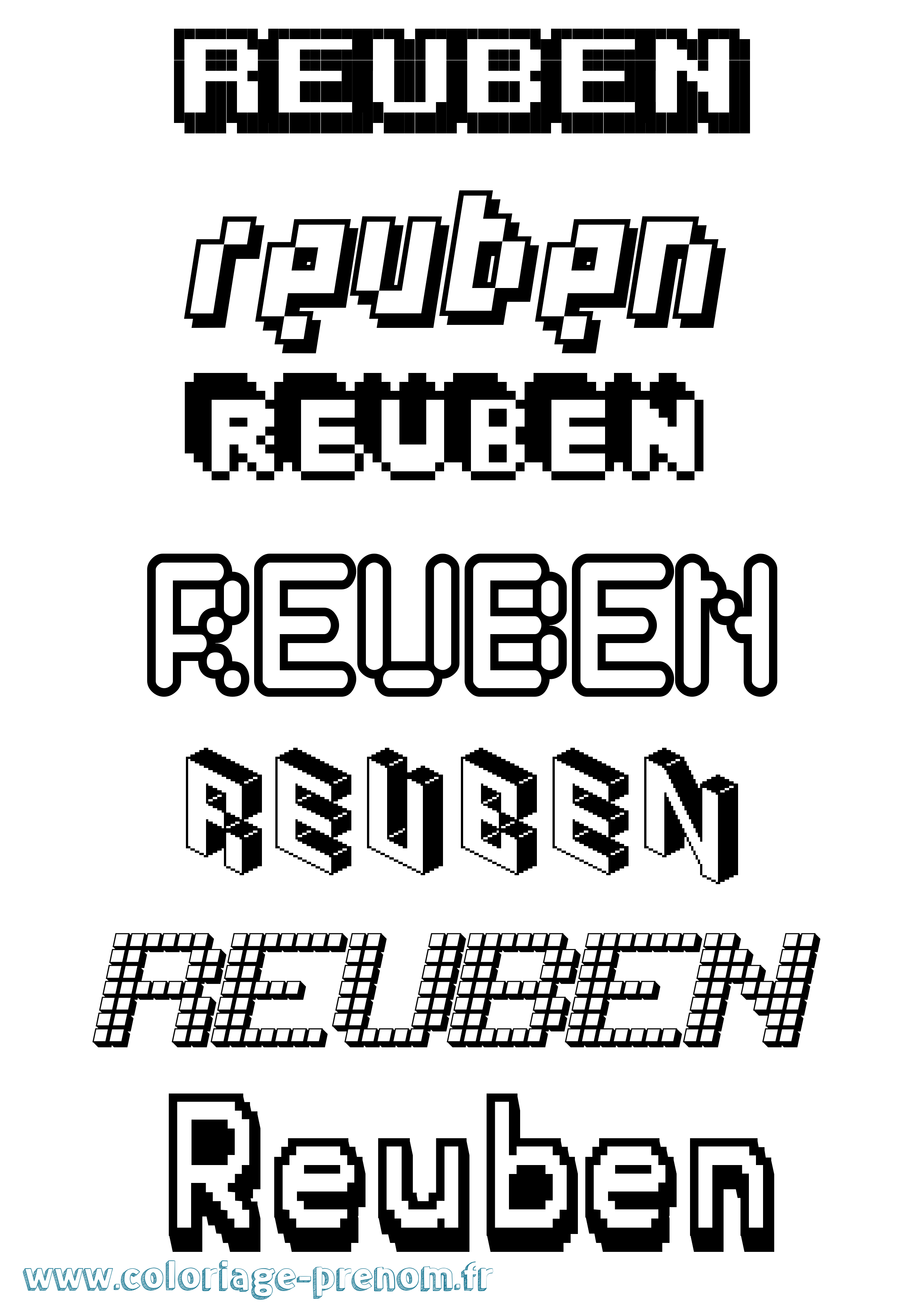Coloriage Reuben Pixel Coloriage prénom Reuben Pixel