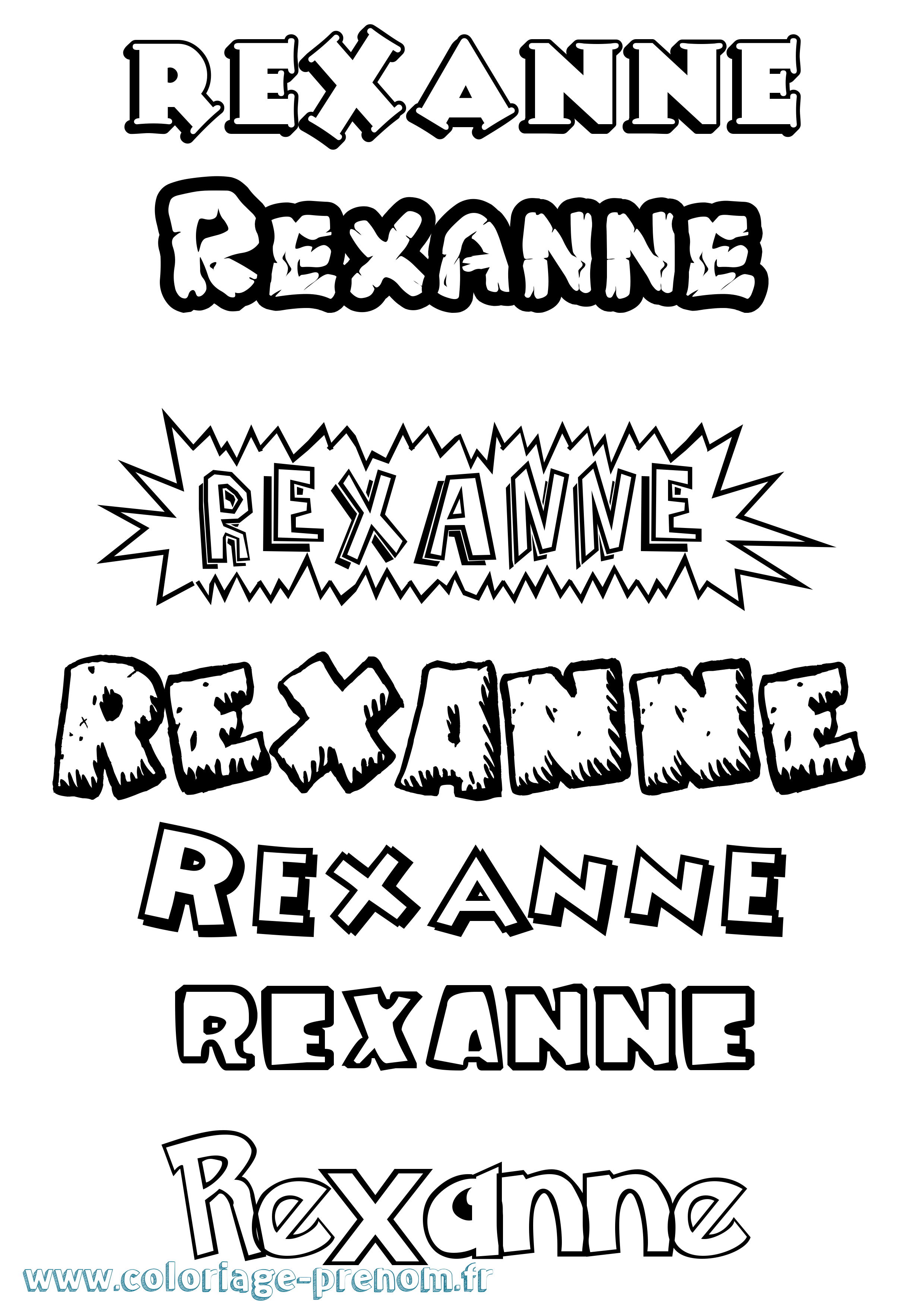 Coloriage prénom Rexanne Dessin Animé
