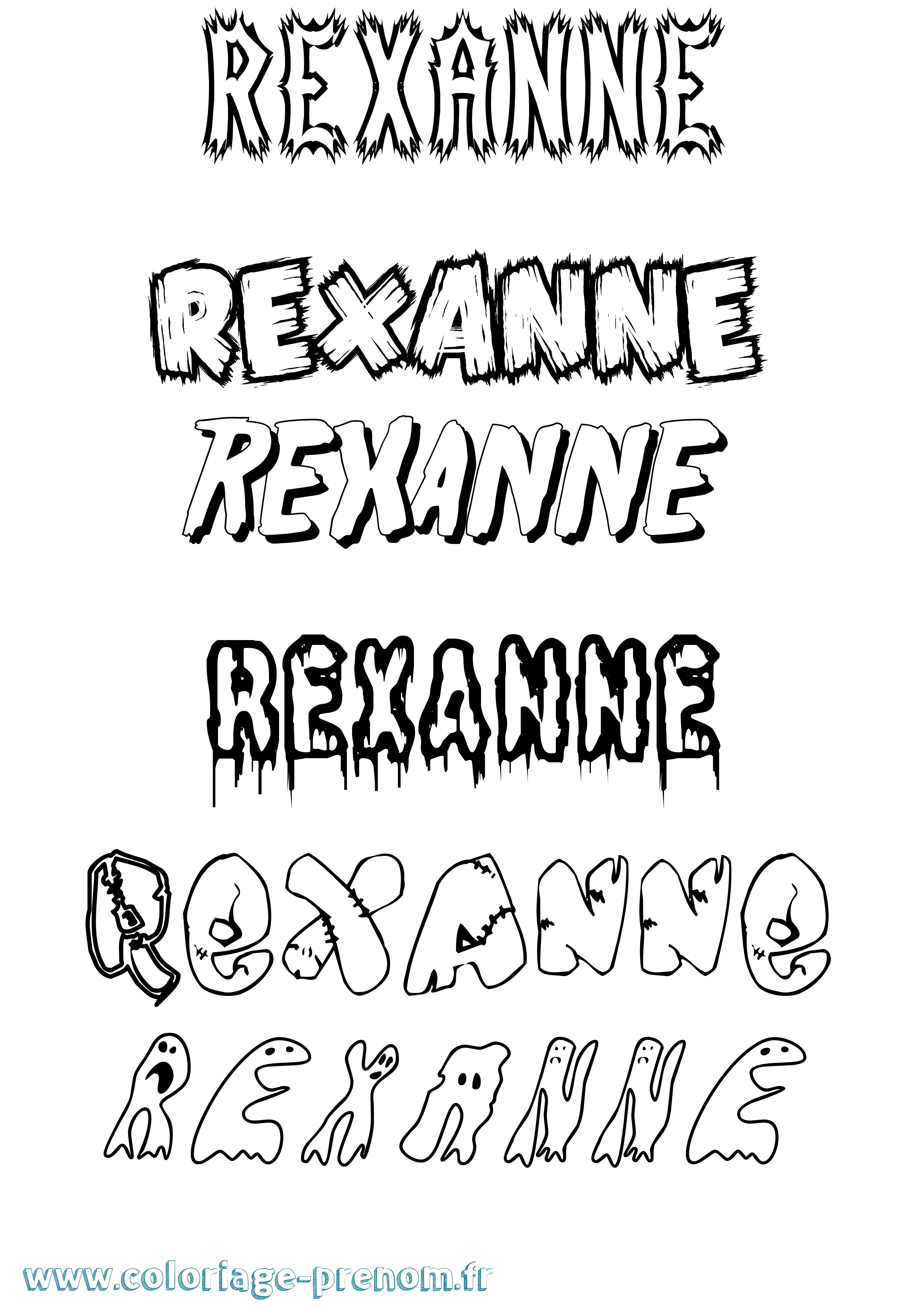 Coloriage prénom Rexanne Frisson