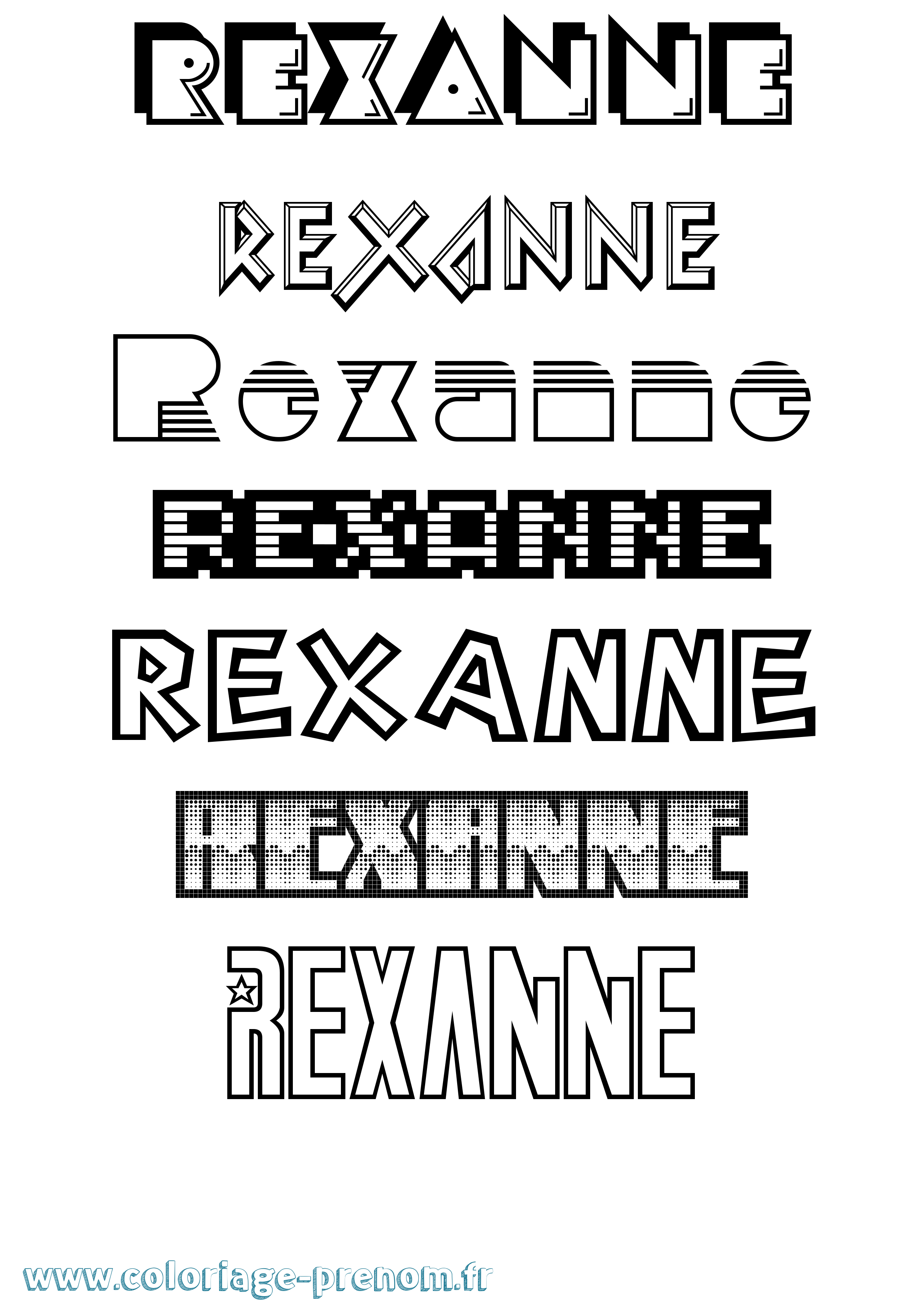 Coloriage prénom Rexanne Jeux Vidéos