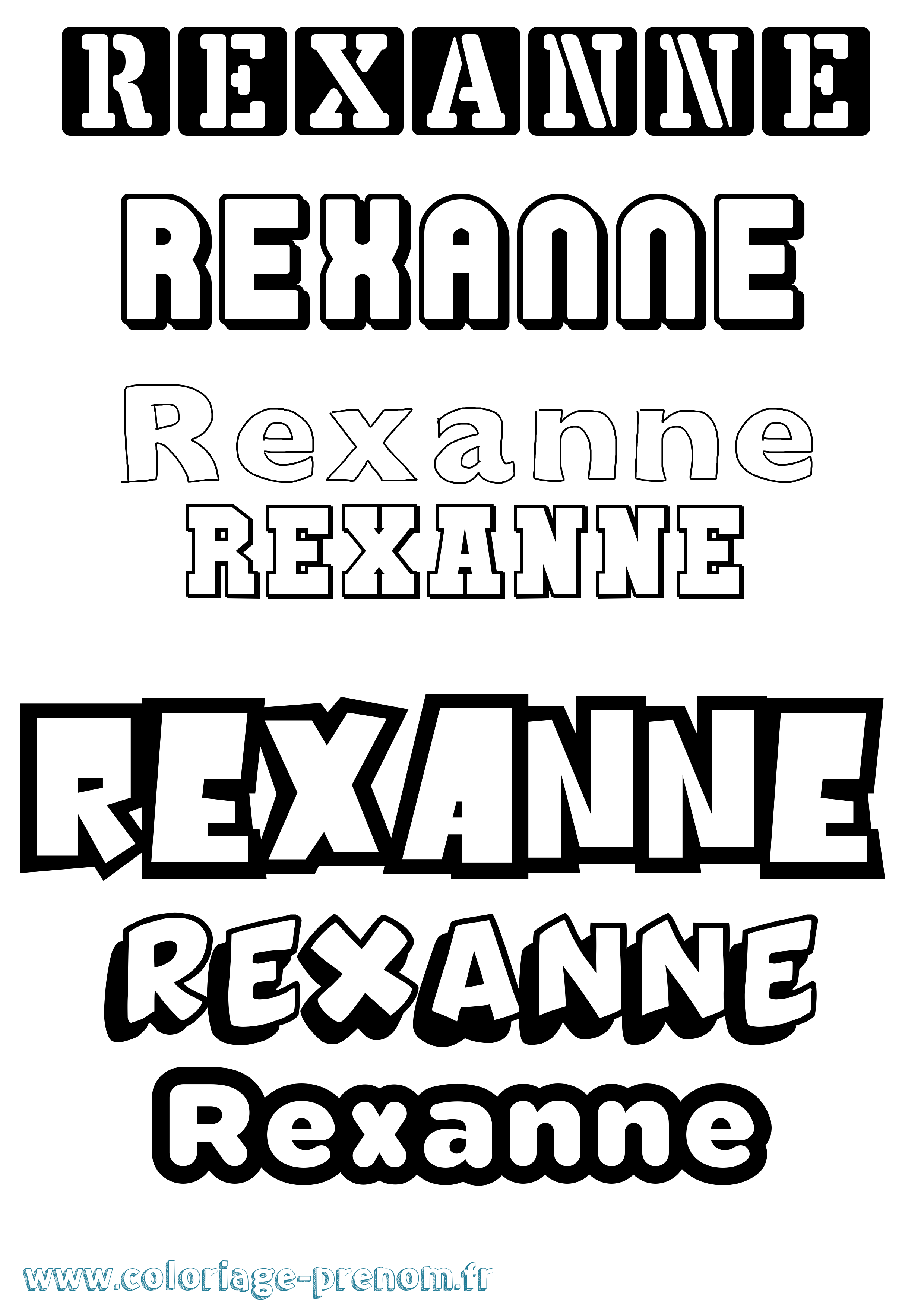 Coloriage prénom Rexanne Simple