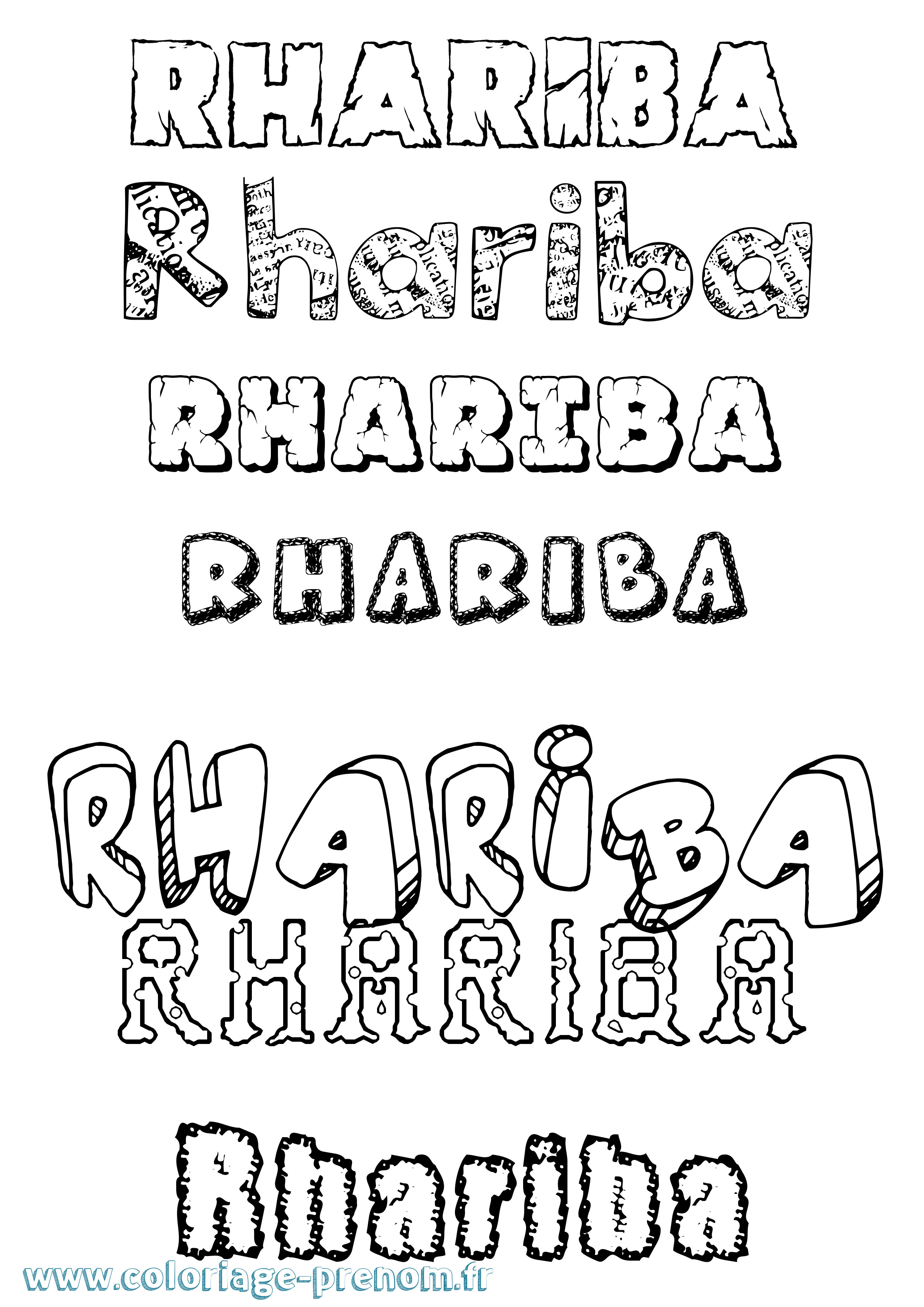 Coloriage prénom Rhariba Destructuré