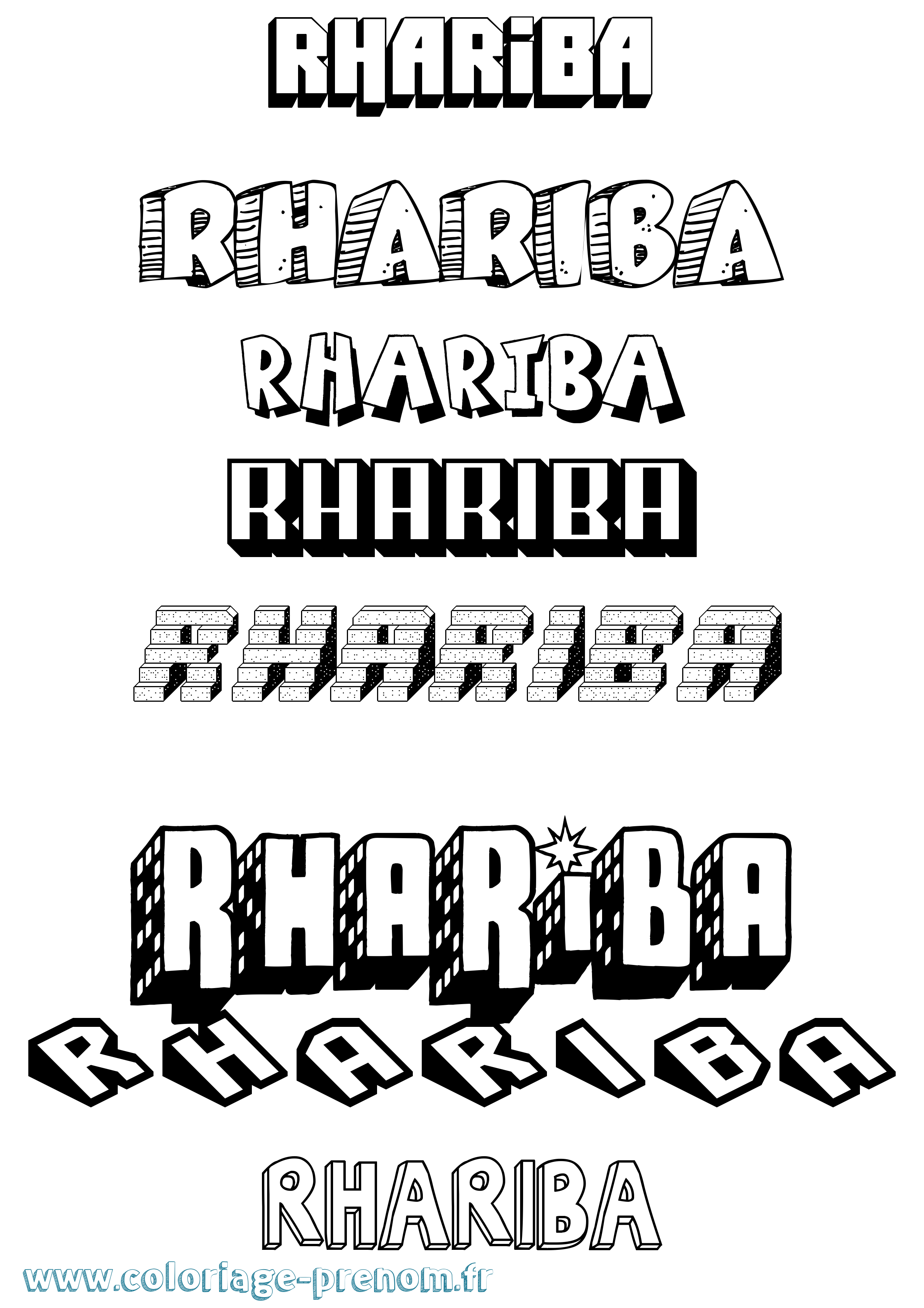 Coloriage prénom Rhariba Effet 3D