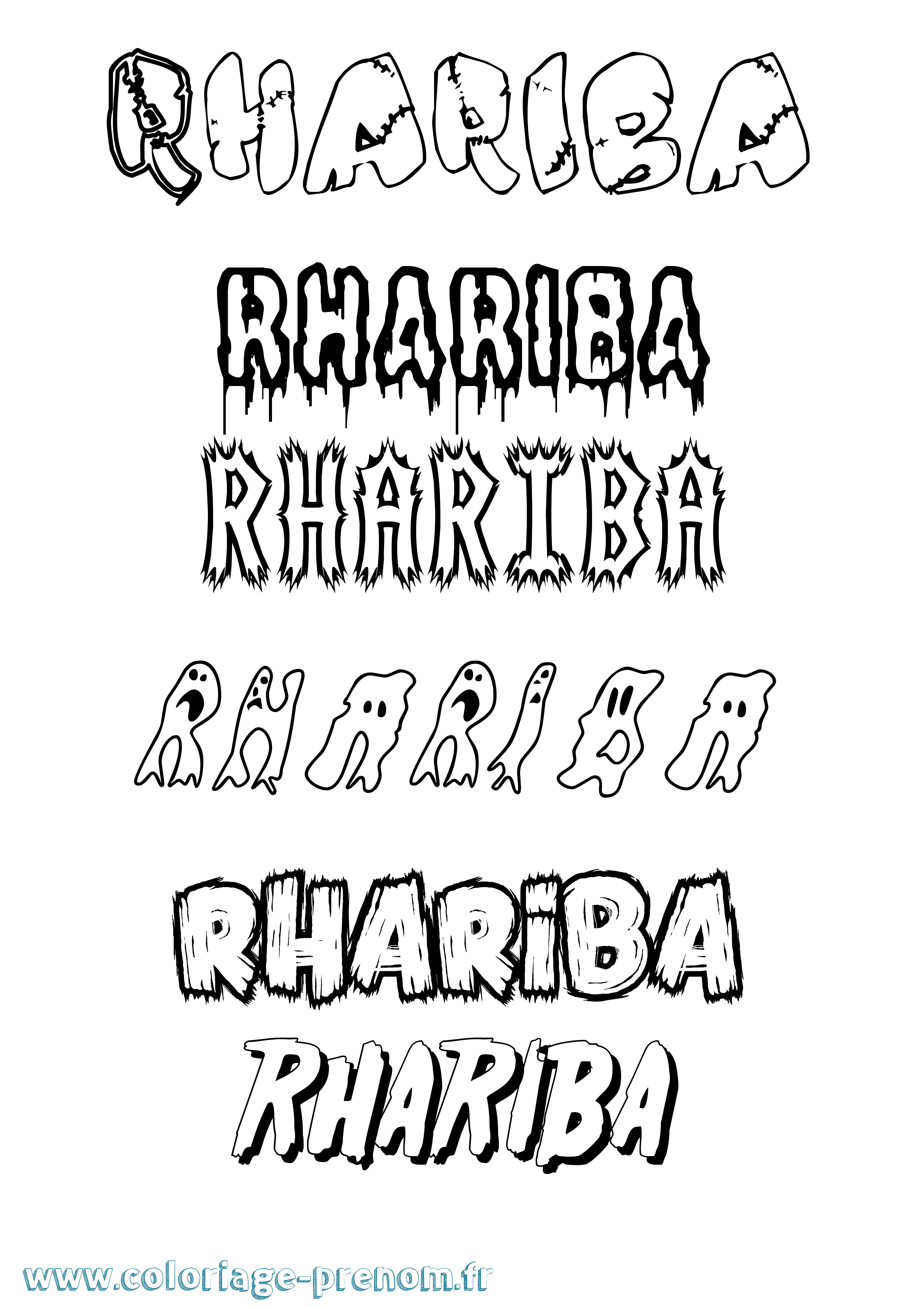 Coloriage prénom Rhariba Frisson