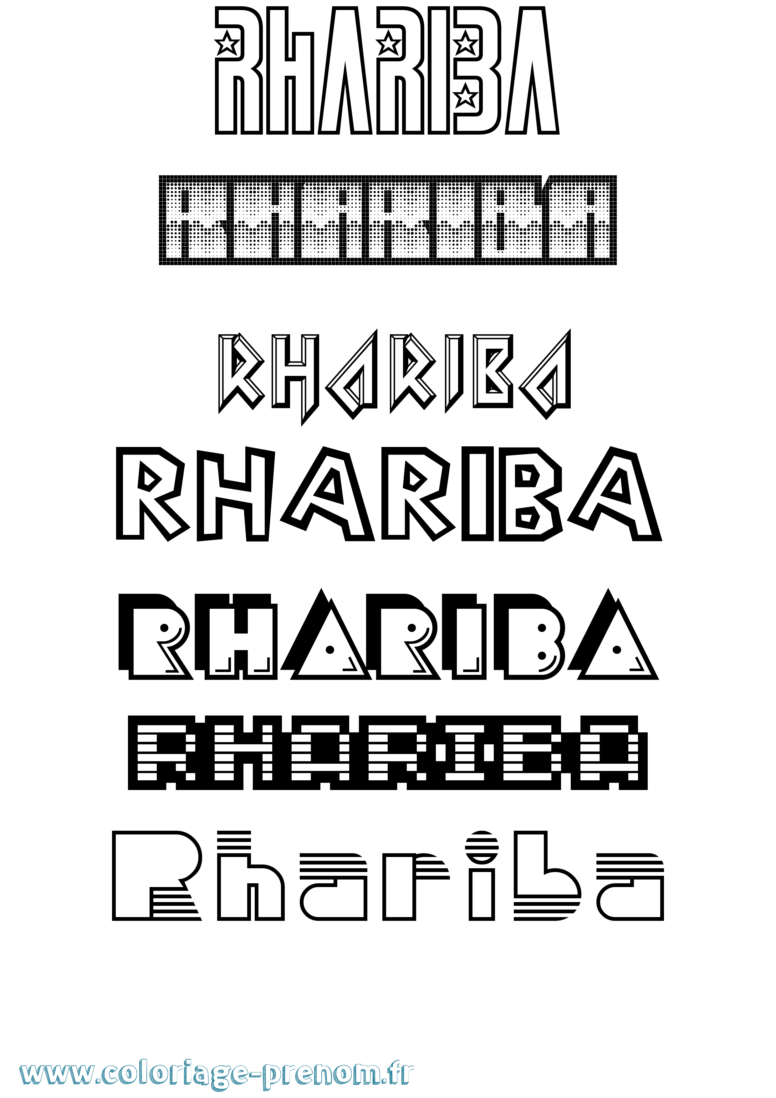 Coloriage prénom Rhariba Jeux Vidéos