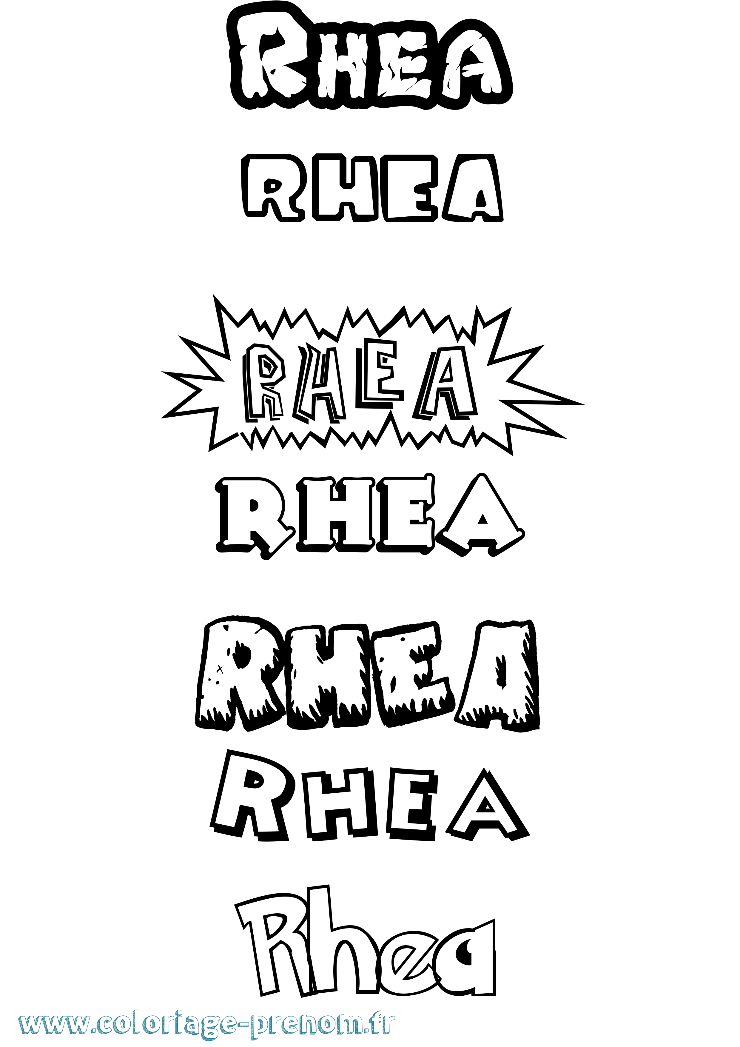 Coloriage Rhea Dessin Animé Coloriage prénom Rhea Dessin Animé
