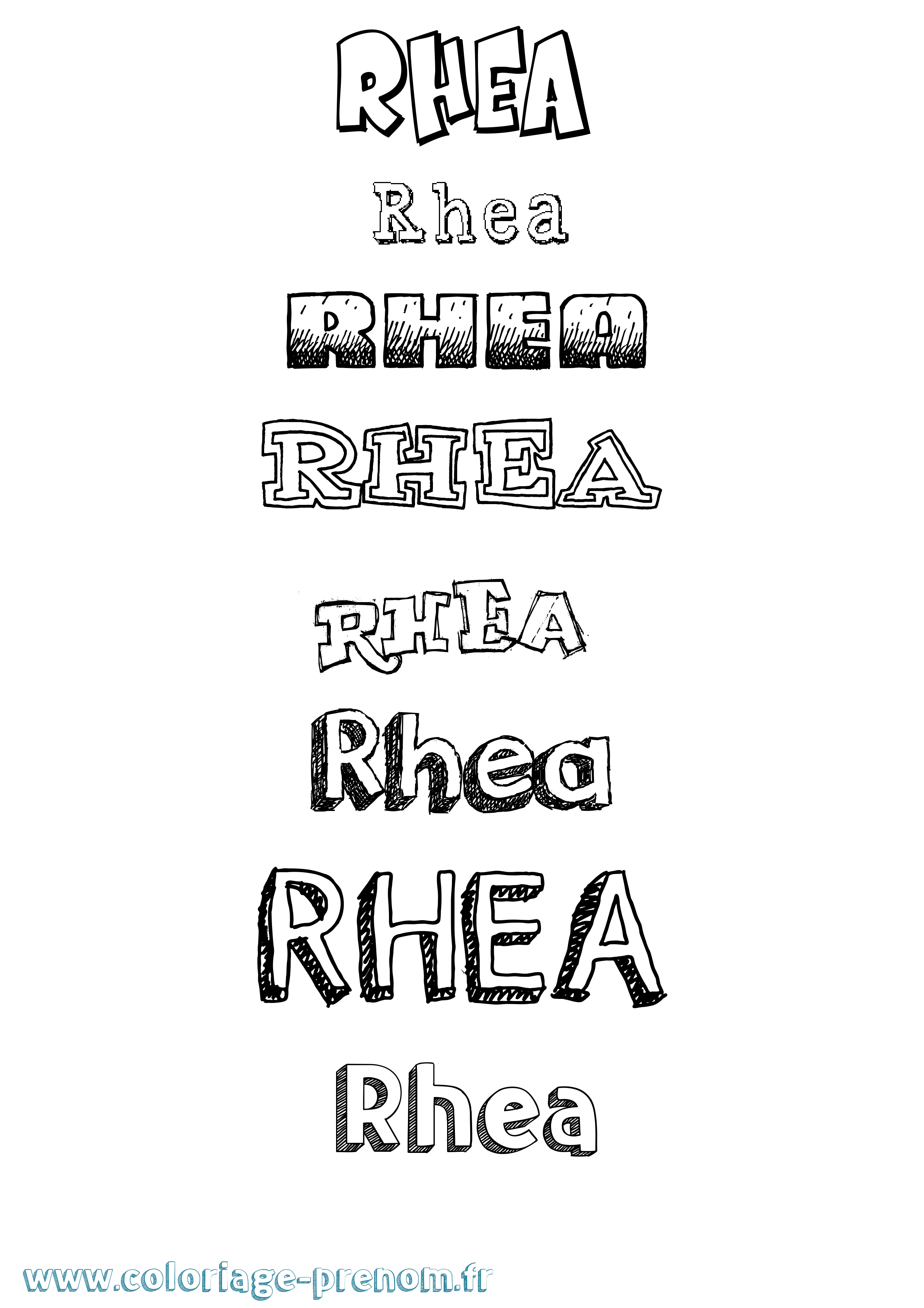 Coloriage Rhea Dessiné Coloriage prénom Rhea Dessiné
